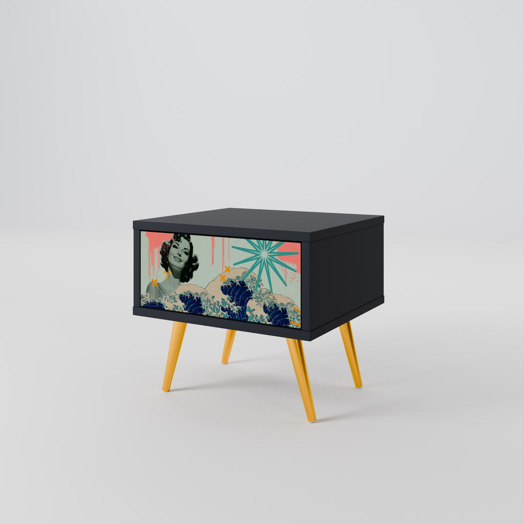KANAGAWA BEAUTY Nachttisch in Schwarz