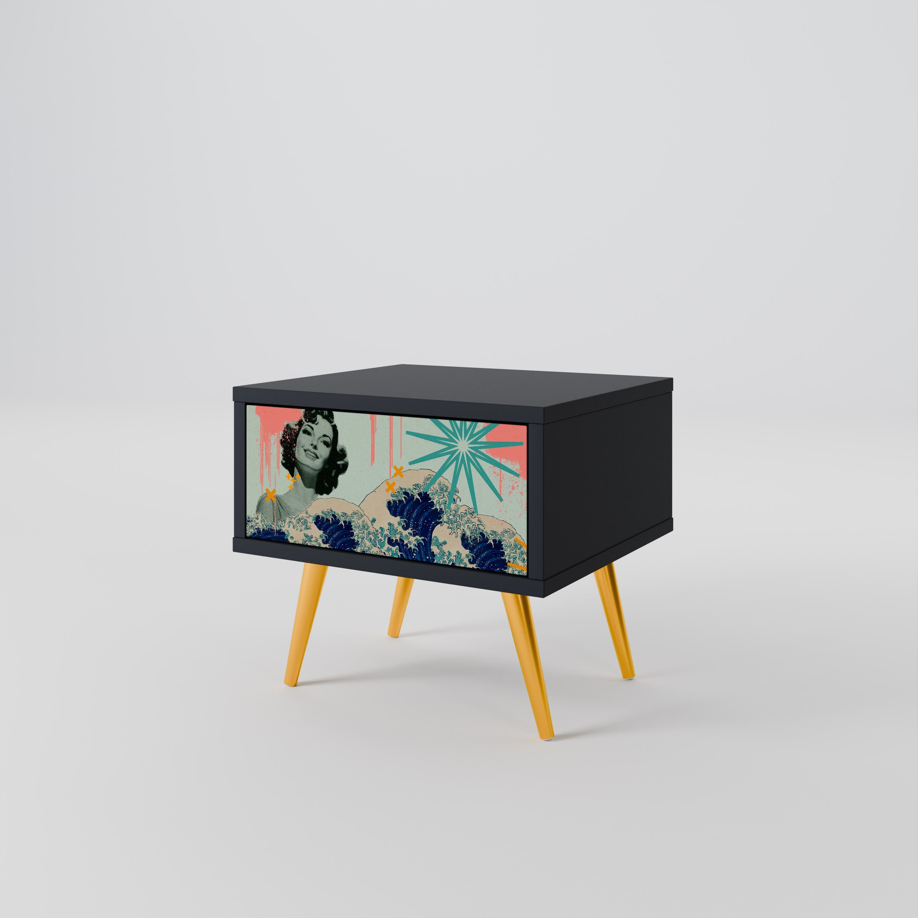 KANAGAWA BEAUTY Nachttisch in Schwarz