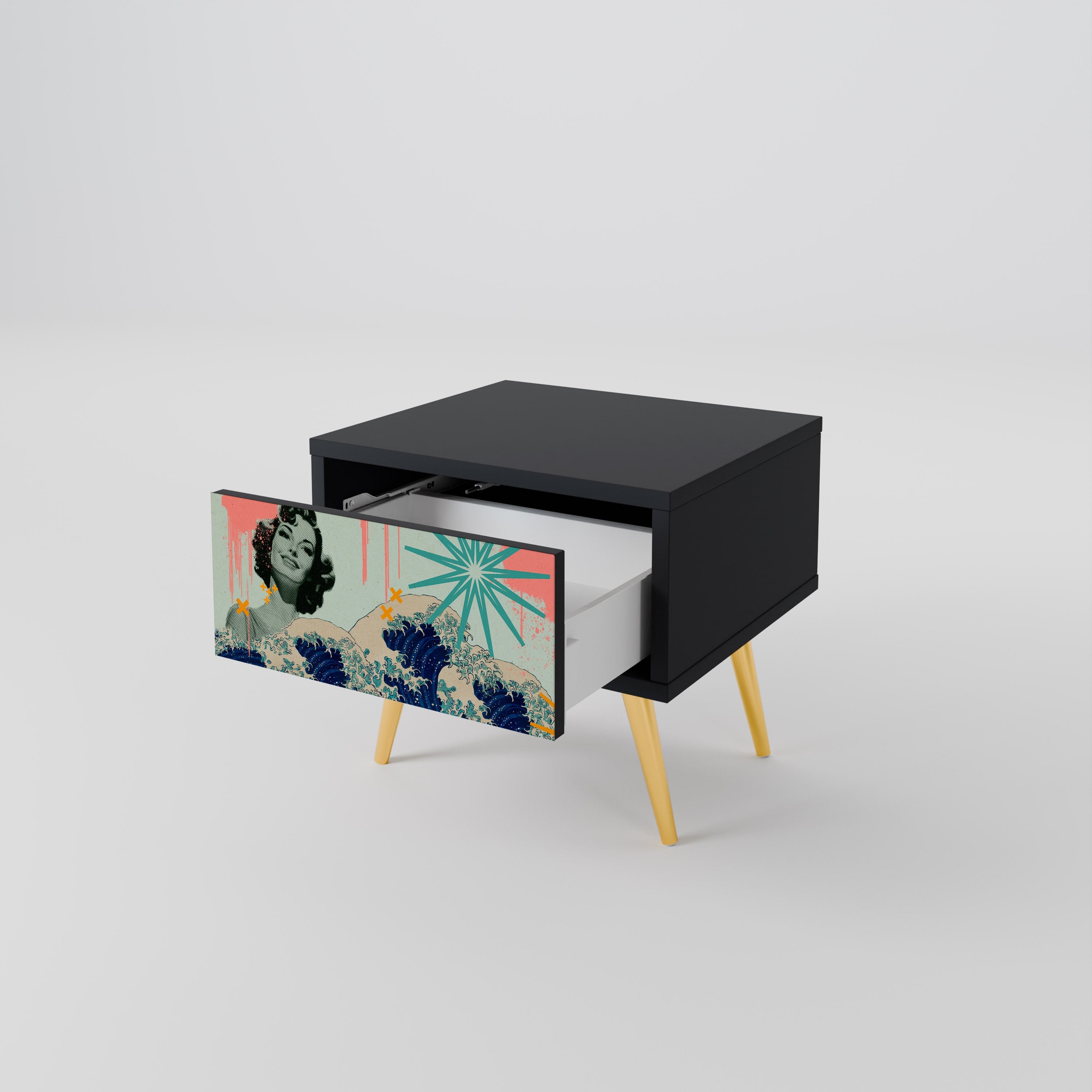 KANAGAWA BEAUTY Nachttisch in Schwarz
