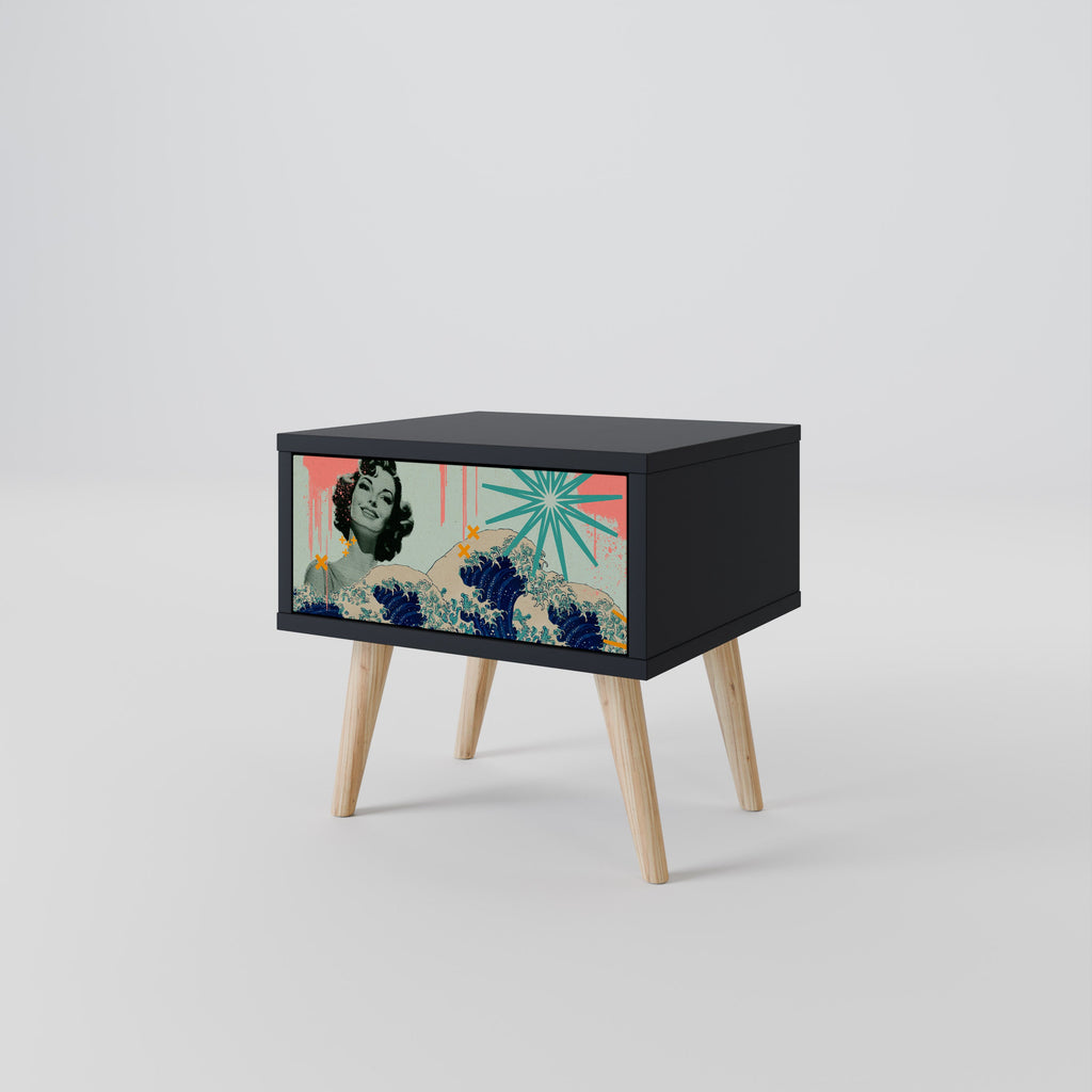 KANAGAWA BEAUTY Nachttisch in Schwarz