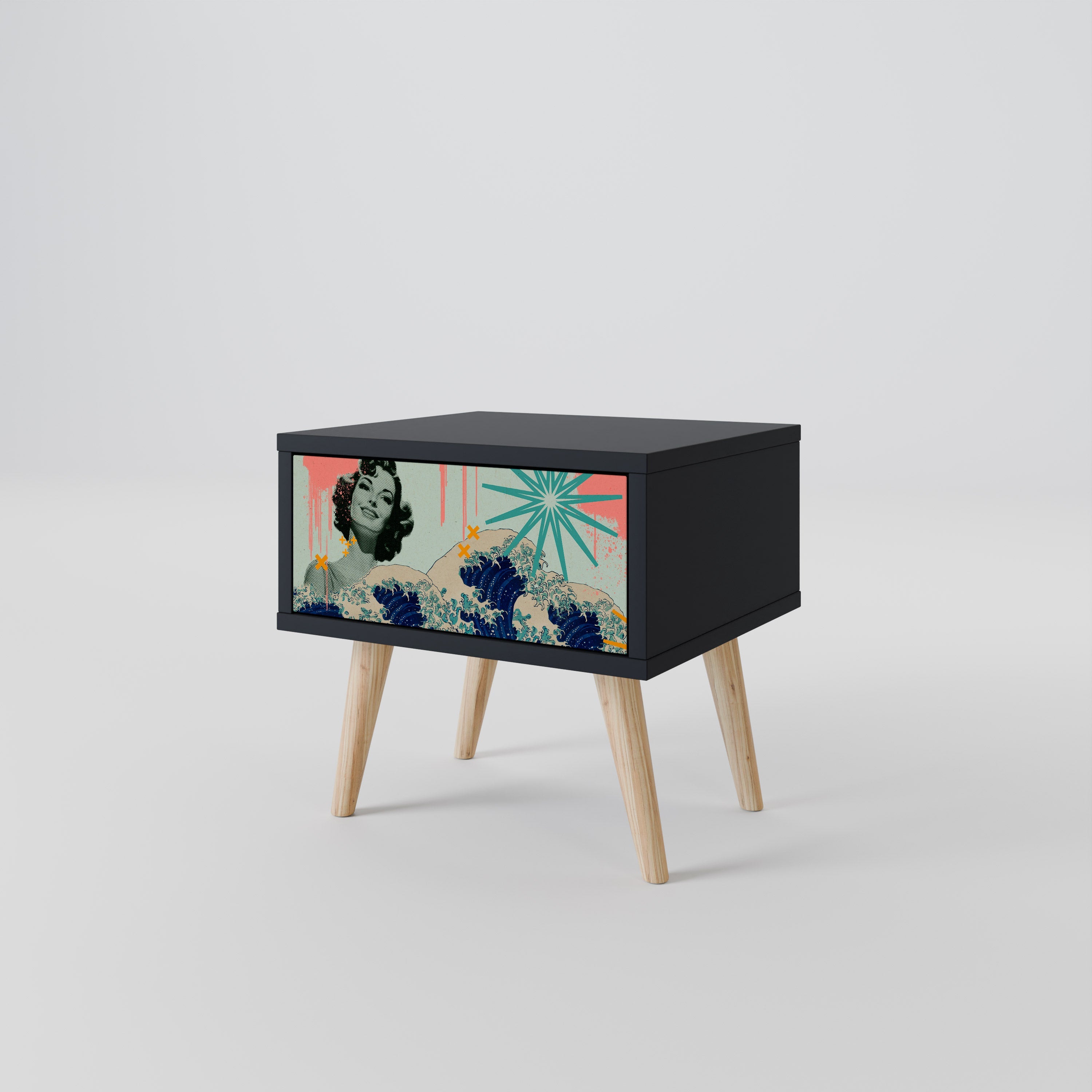KANAGAWA BEAUTY Nachttisch in Schwarz