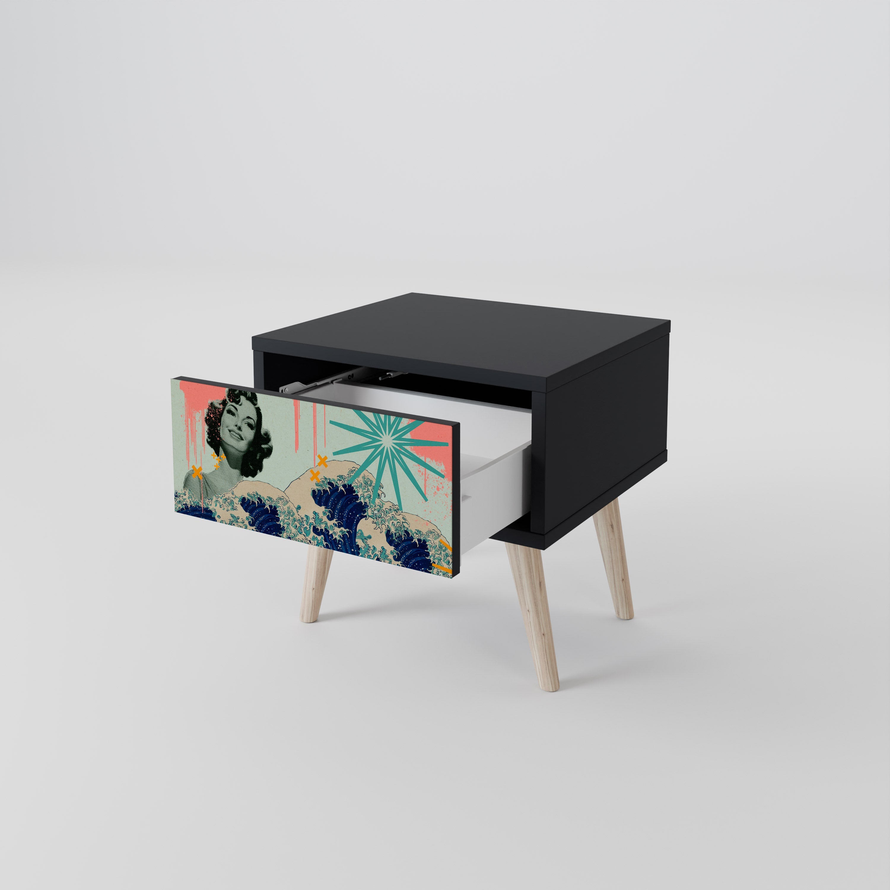KANAGAWA BEAUTY Nachttisch in Schwarz