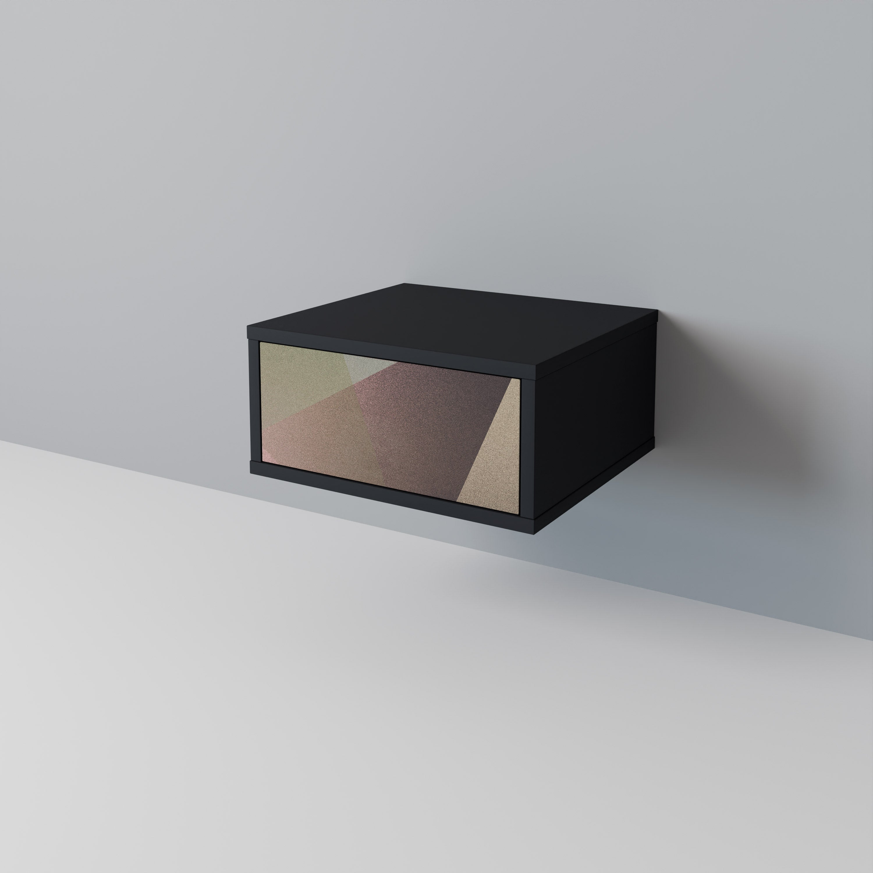 BEIGE GEOMETRY Nachttisch in schwarzem Finish