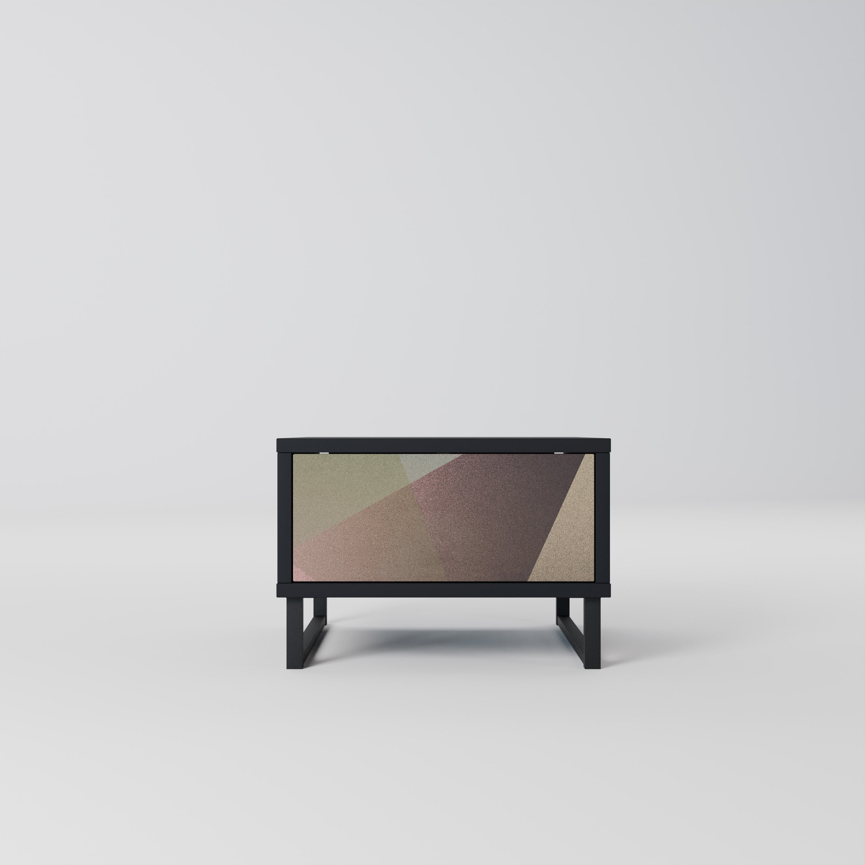 BEIGE GEOMETRY Nachttisch in schwarzem Finish