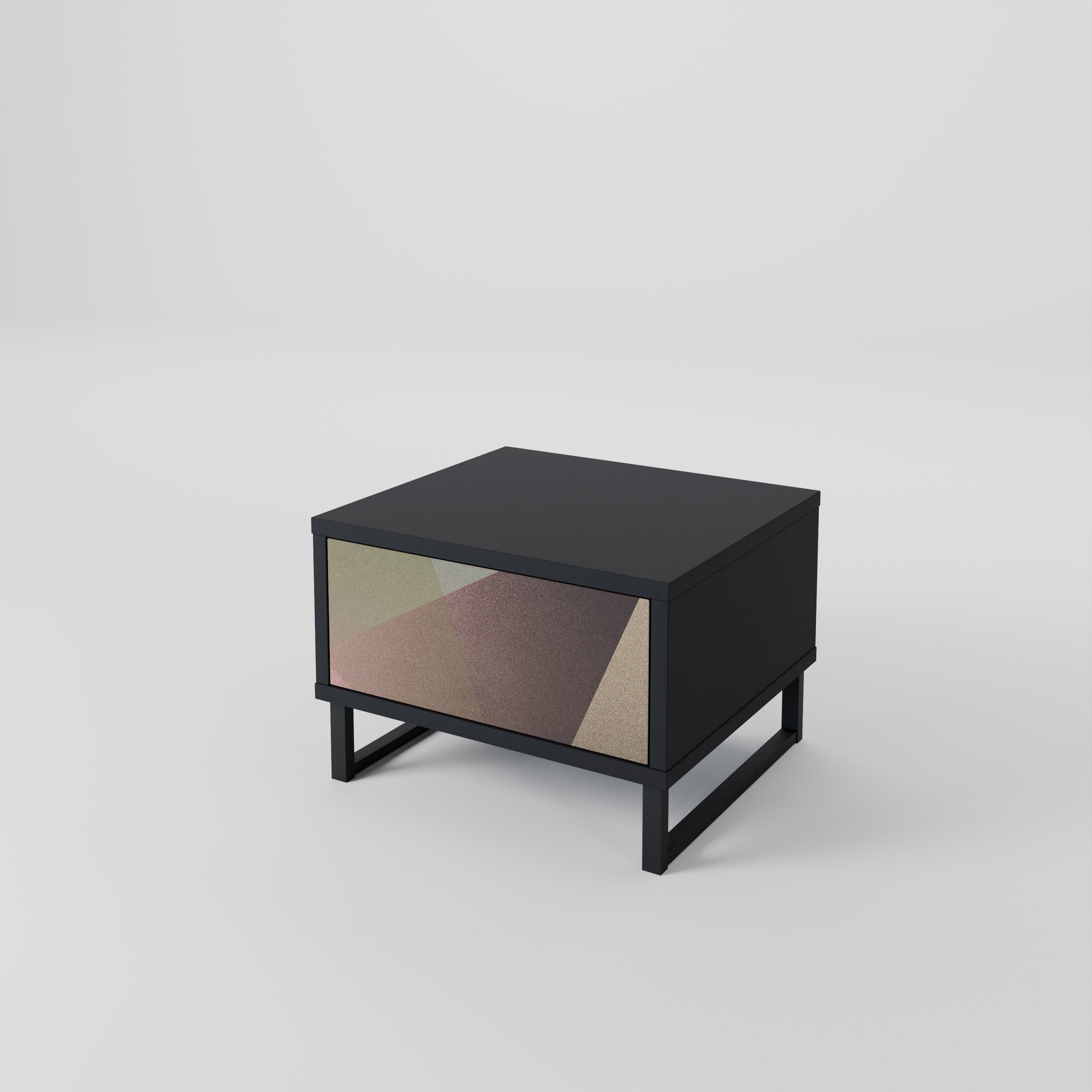 BEIGE GEOMETRY Nachttisch in schwarzem Finish