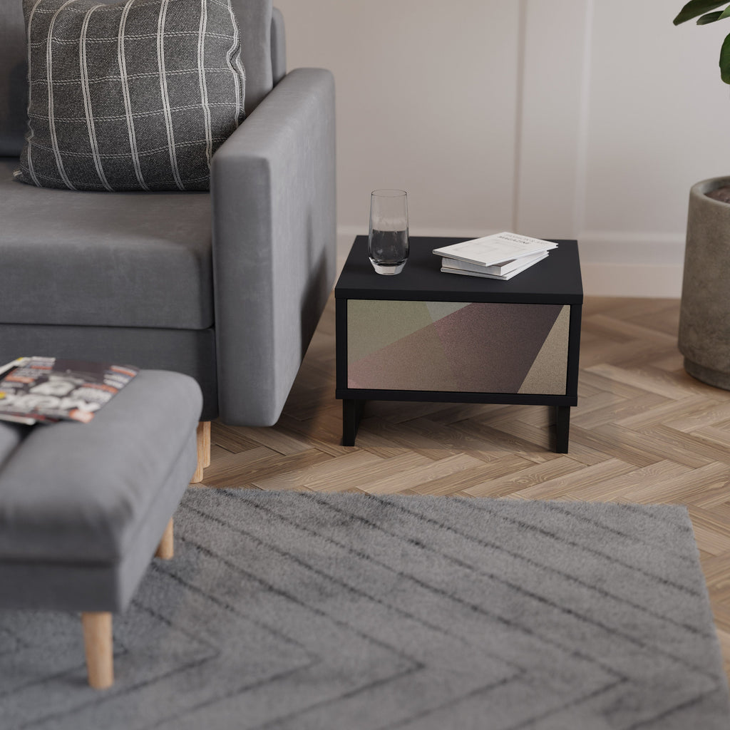 BEIGE GEOMETRY Nachttisch in schwarzem Finish