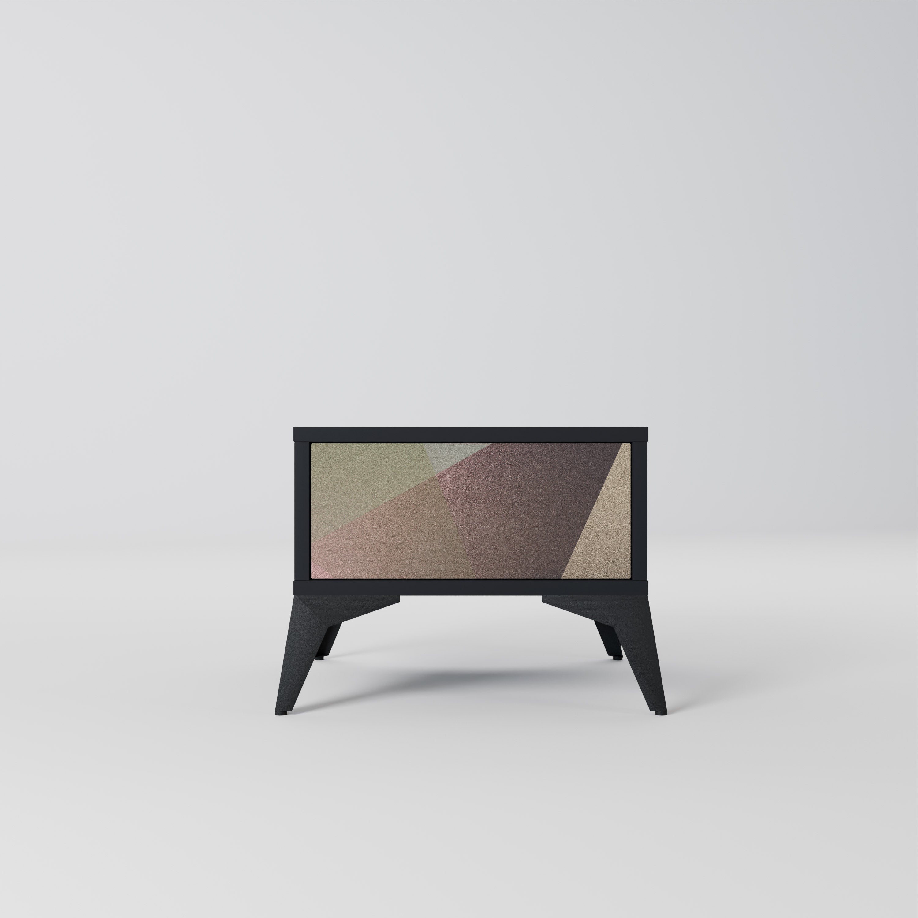 BEIGE GEOMETRY Nachttisch in schwarzem Finish
