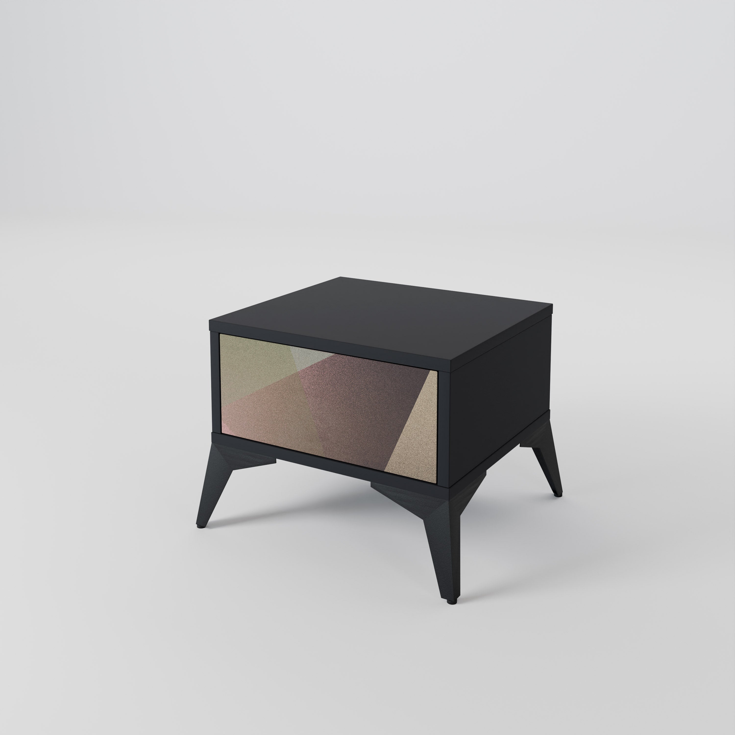 BEIGE GEOMETRY Nachttisch in schwarzem Finish