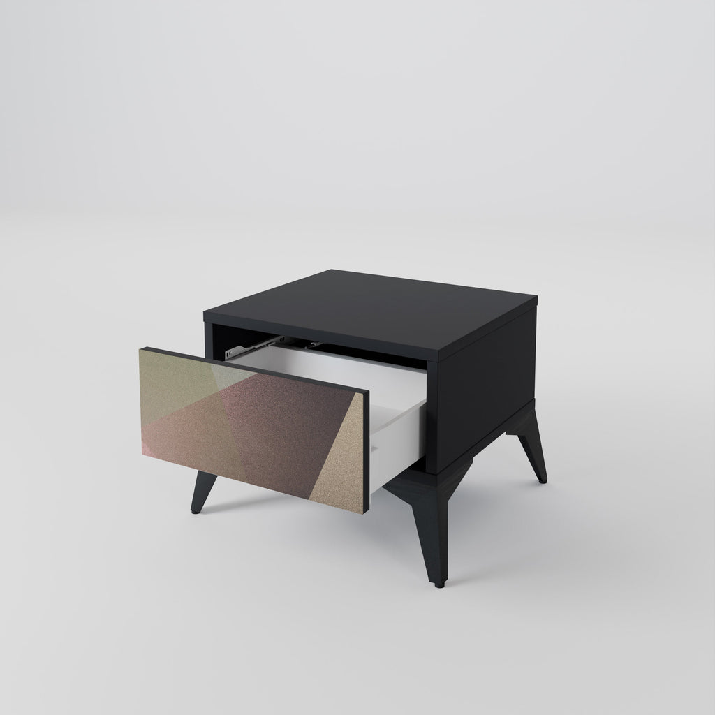 BEIGE GEOMETRY Nachttisch in schwarzem Finish