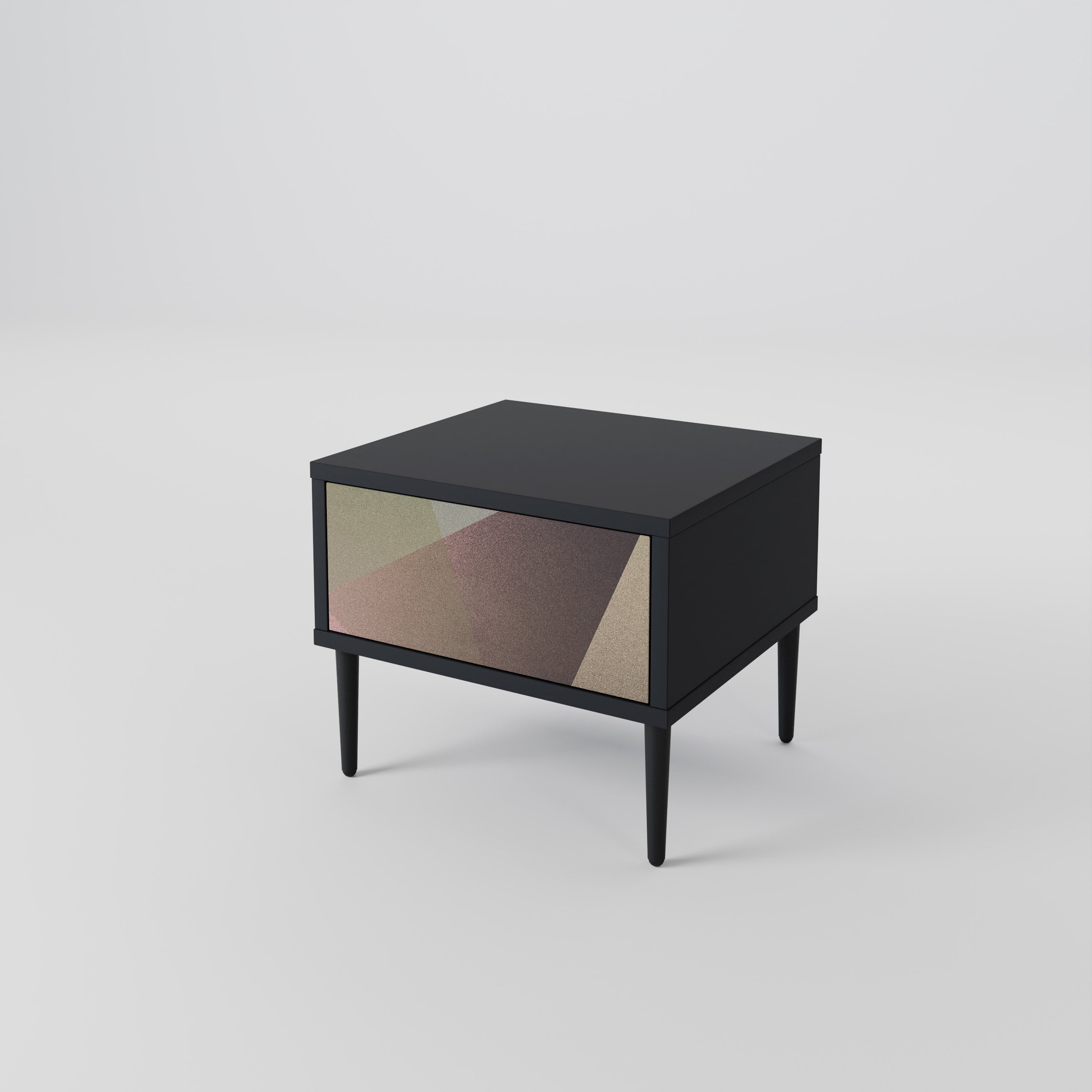 BEIGE GEOMETRY Nachttisch in schwarzem Finish
