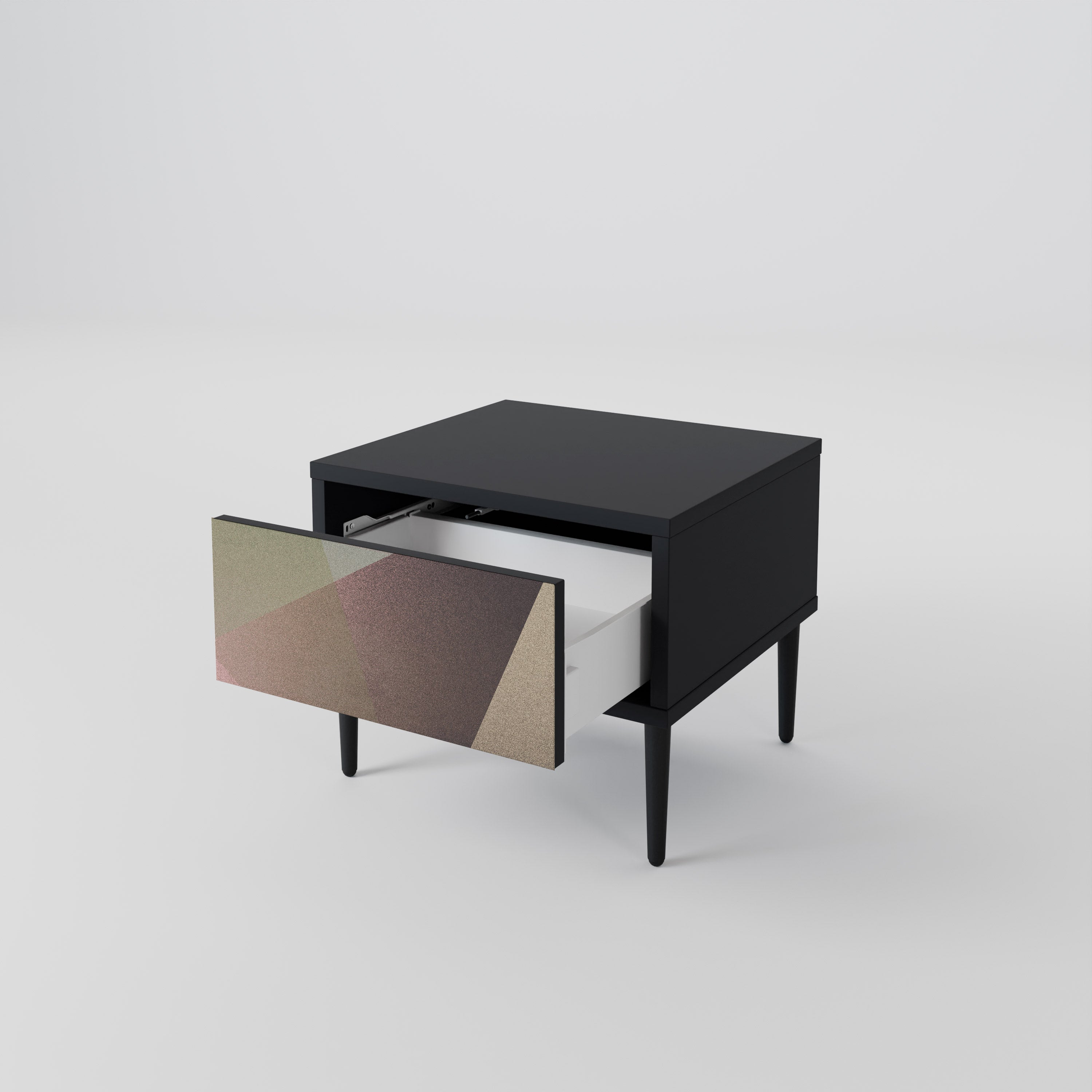 BEIGE GEOMETRY Nachttisch in schwarzem Finish