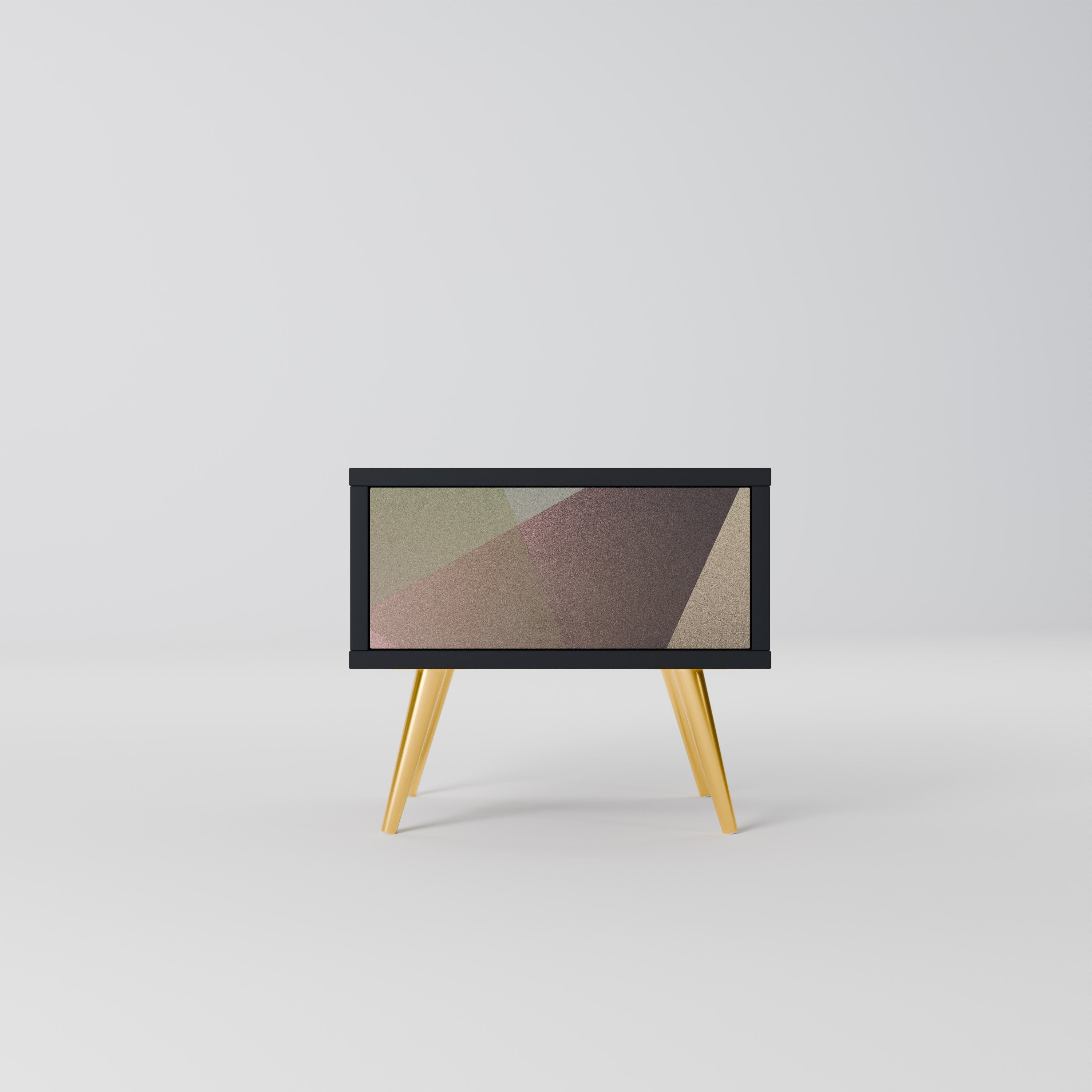 BEIGE GEOMETRY Nachttisch in schwarzem Finish
