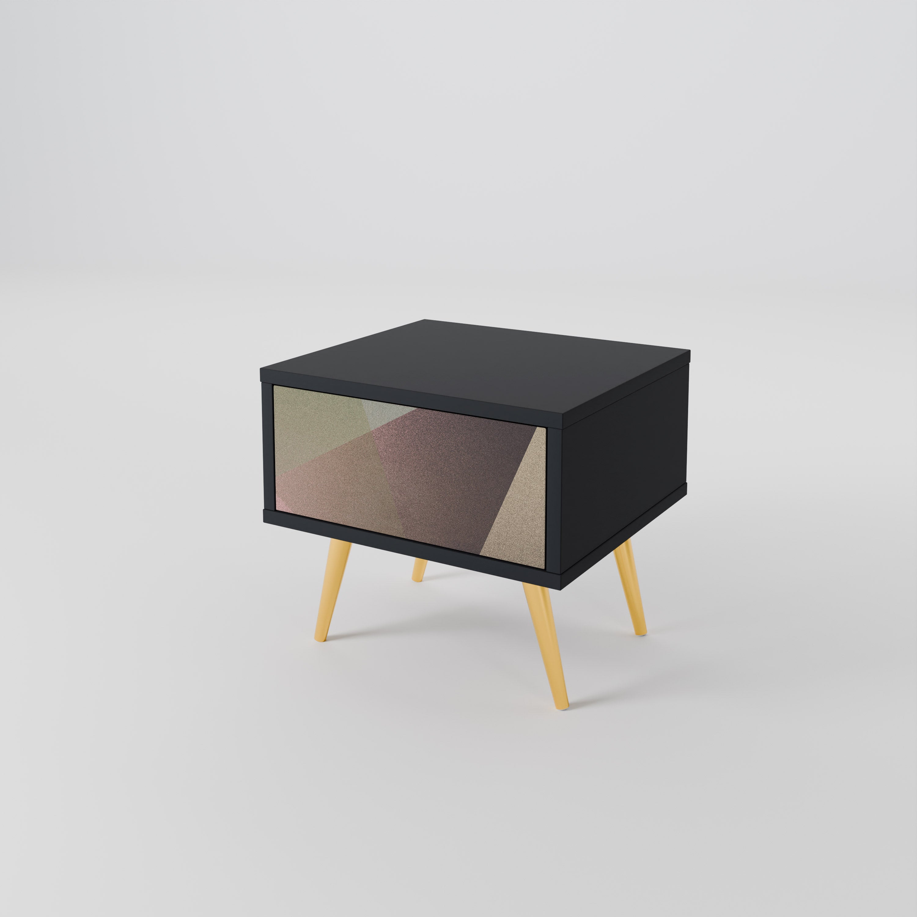 BEIGE GEOMETRY Nachttisch in schwarzem Finish
