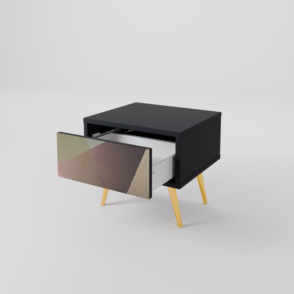 BEIGE GEOMETRY Nachttisch in schwarzem Finish