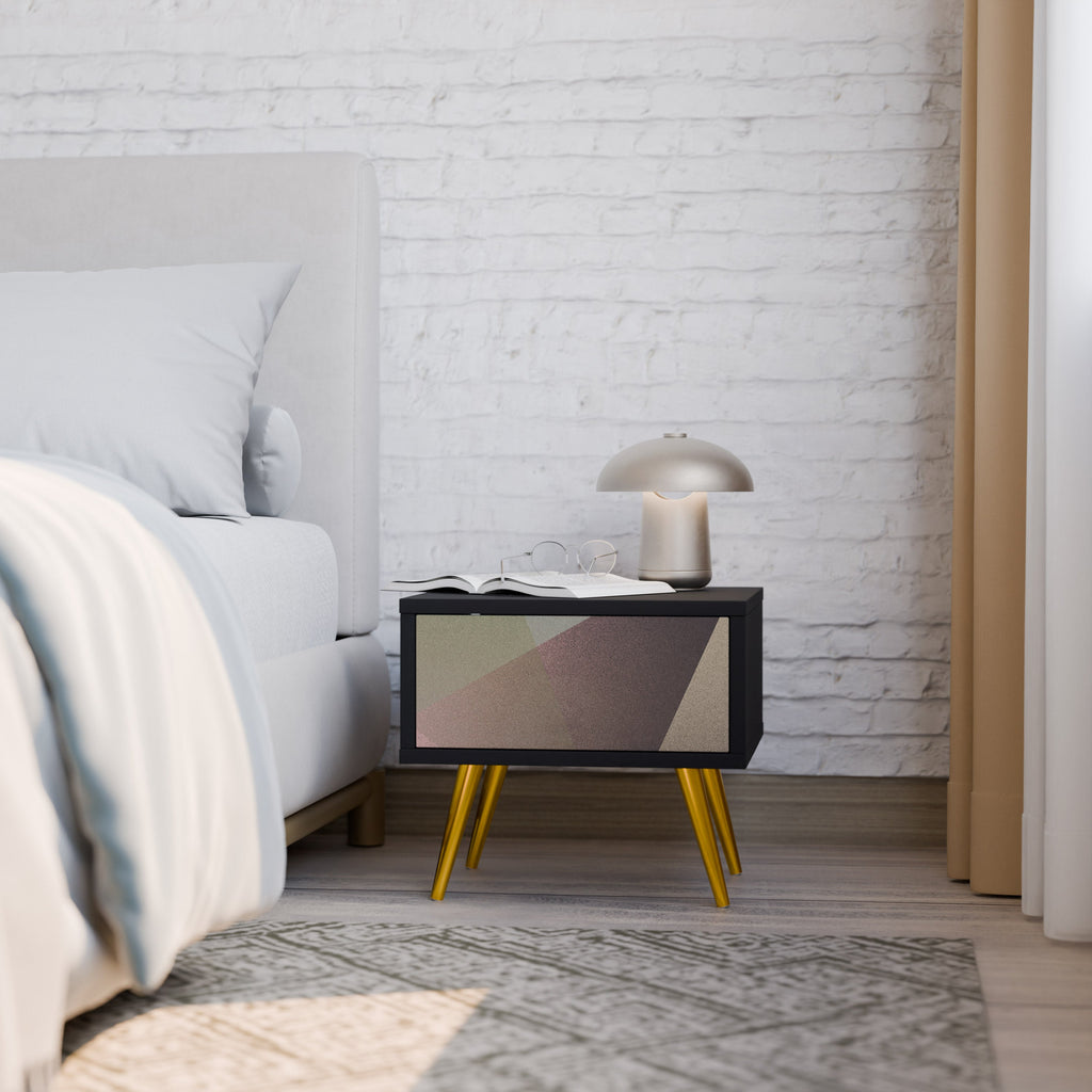 BEIGE GEOMETRY Nachttisch in schwarzem Finish