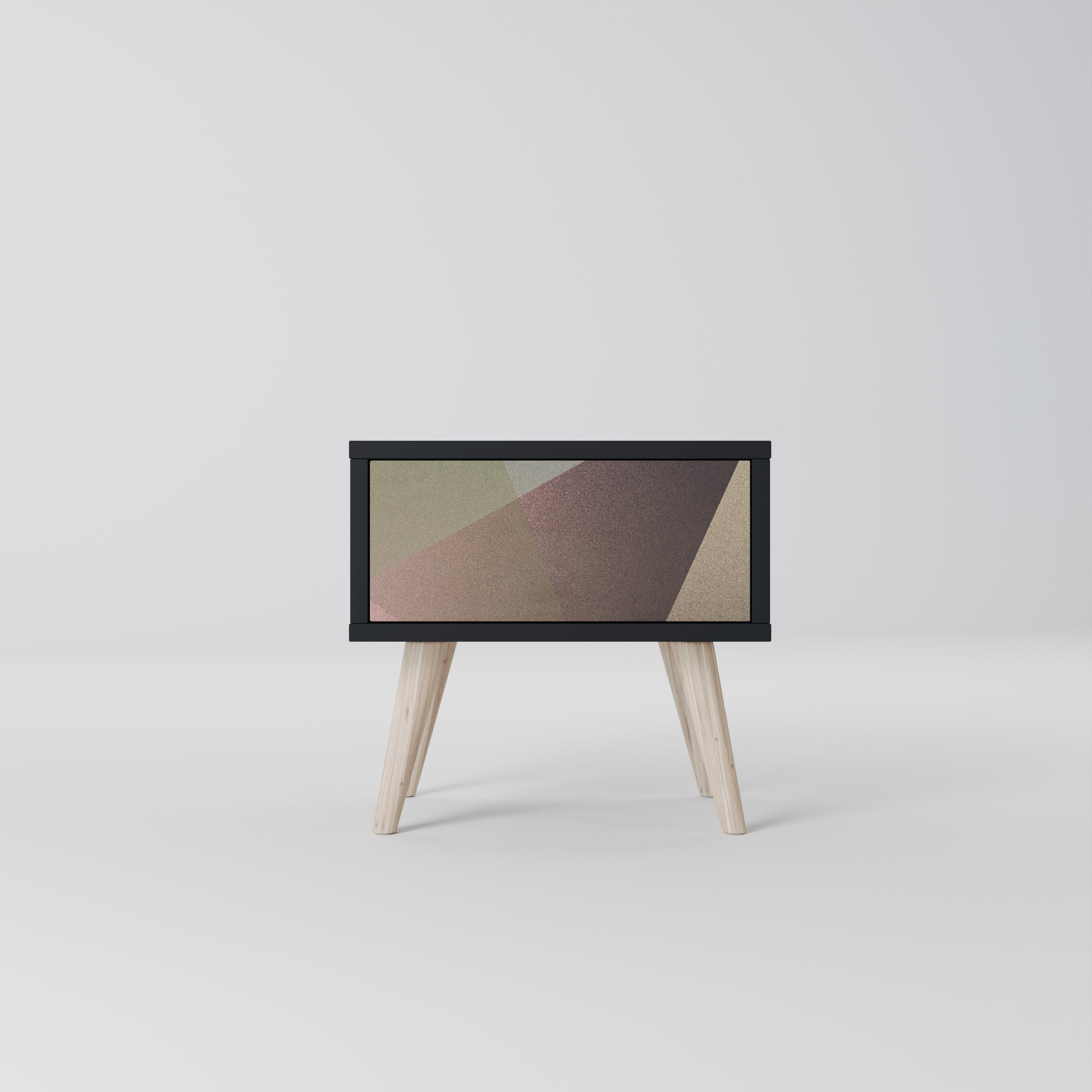 BEIGE GEOMETRY Nachttisch in schwarzem Finish