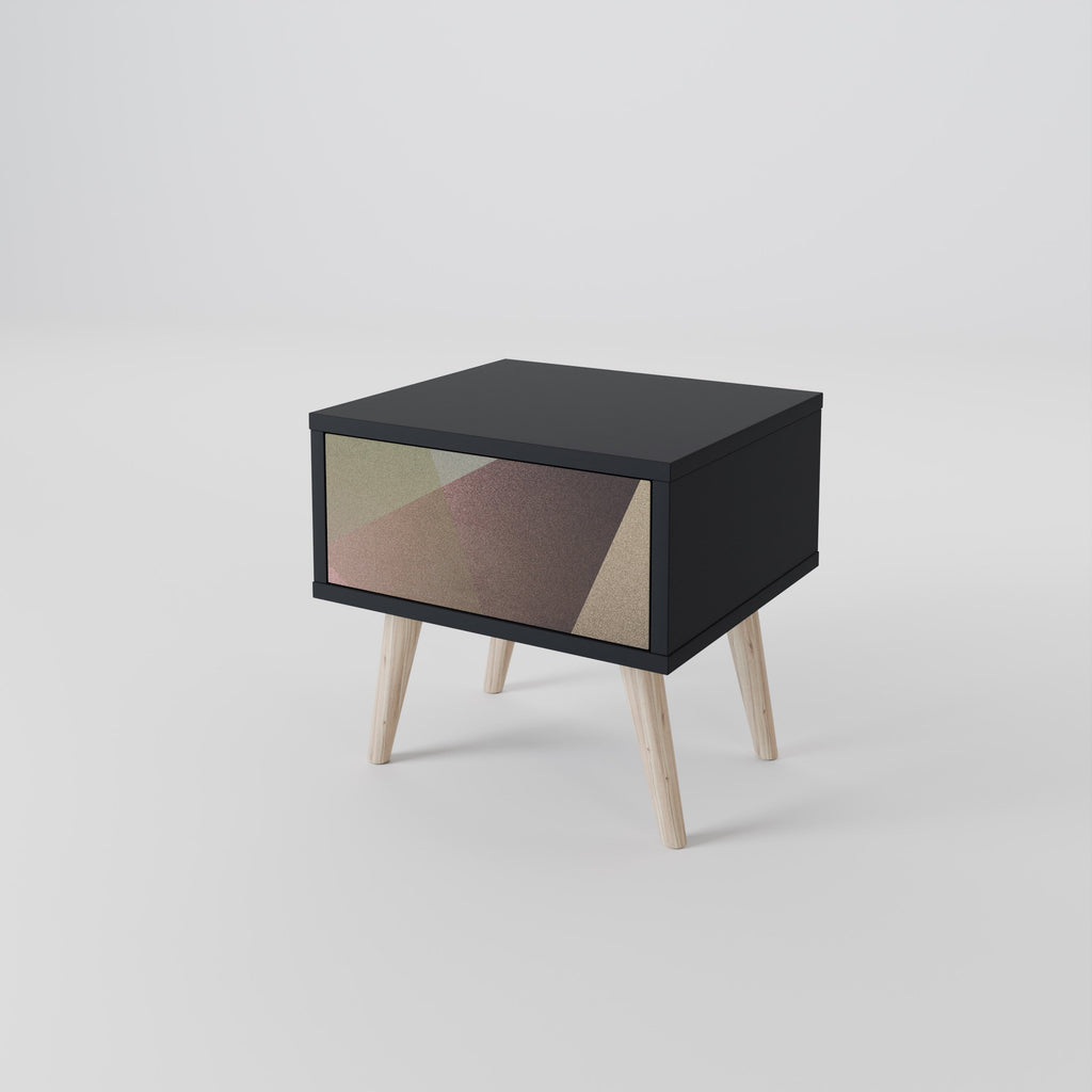 BEIGE GEOMETRY Nachttisch in schwarzem Finish