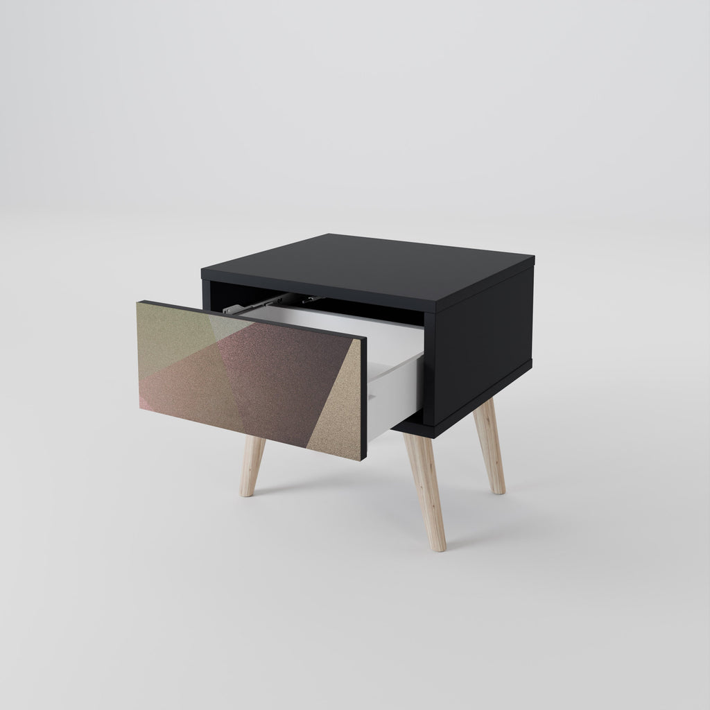 BEIGE GEOMETRY Nachttisch in schwarzem Finish