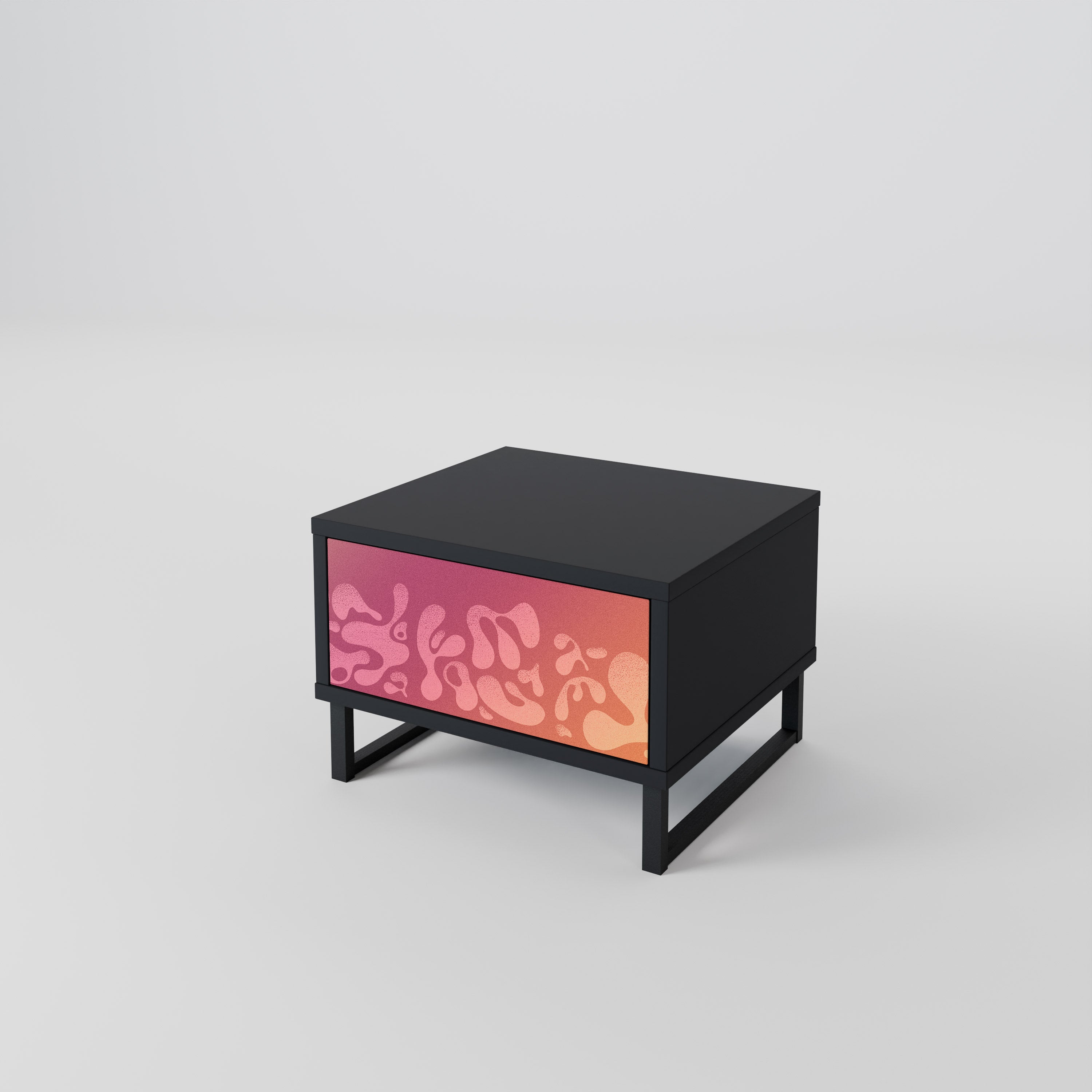 IRREGULAR PINK Nachttisch in schwarzem Finish