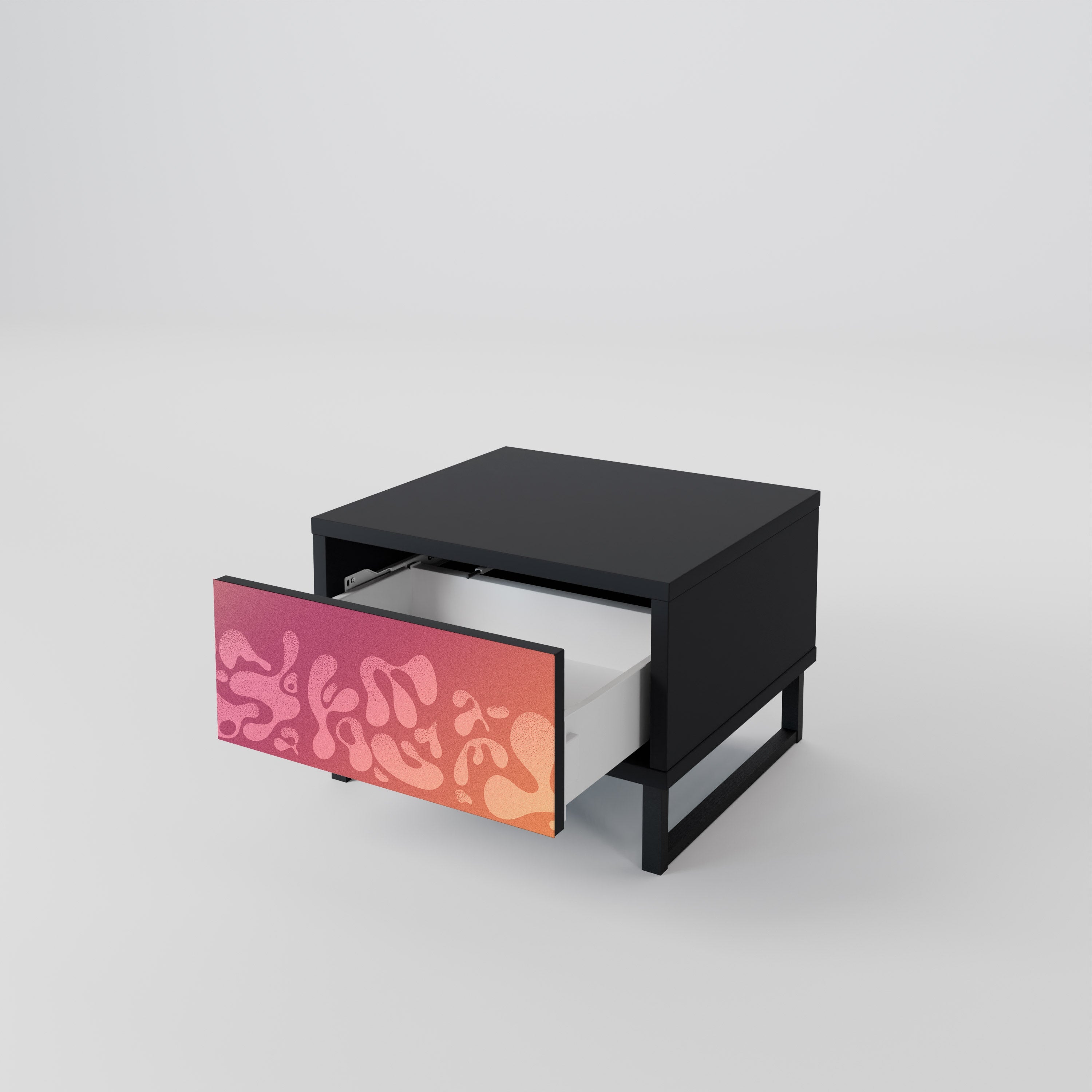 IRREGULAR PINK Nachttisch in schwarzem Finish
