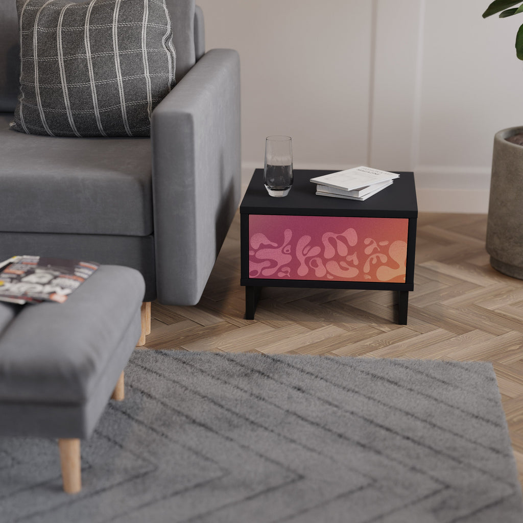 IRREGULAR PINK Nachttisch in schwarzem Finish