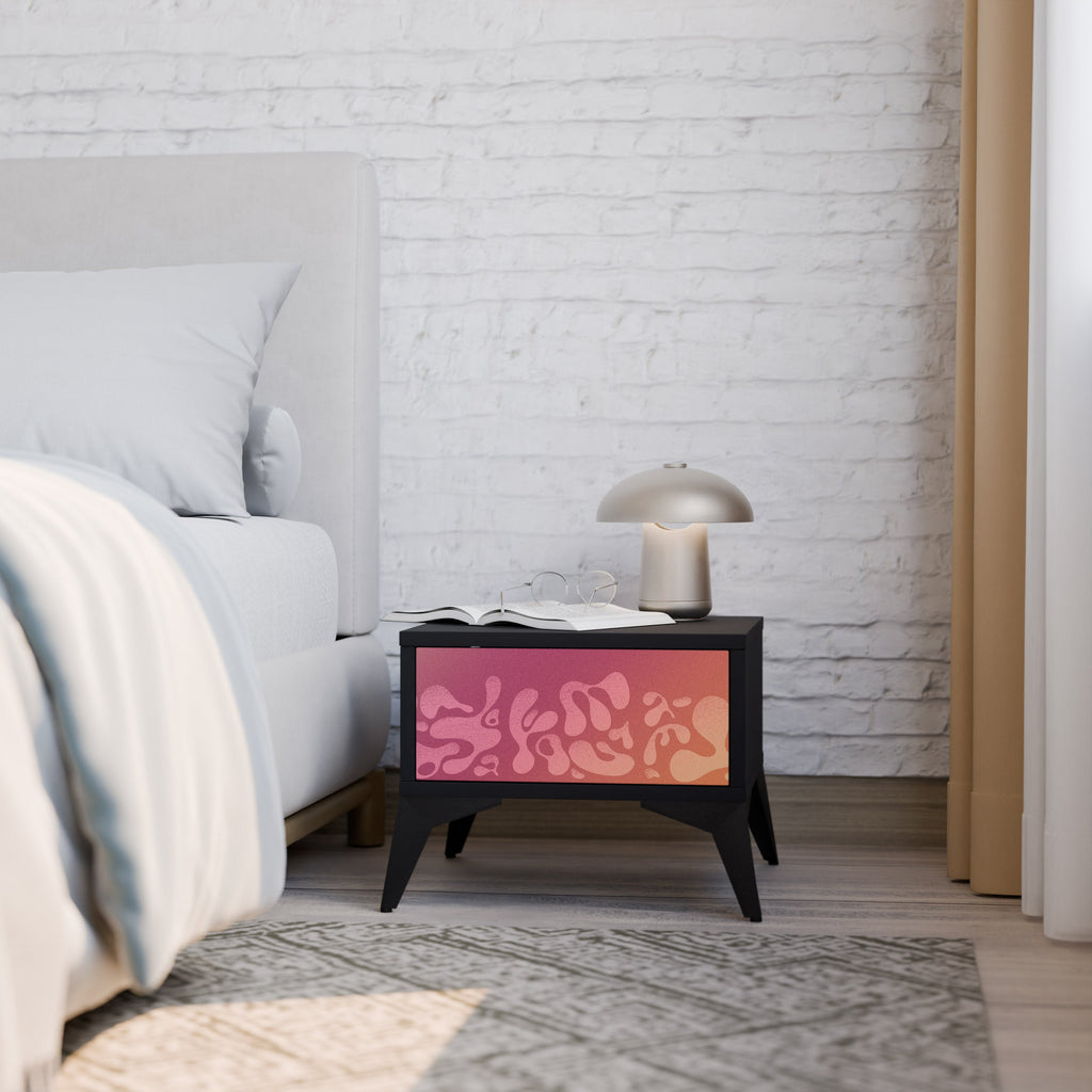 IRREGULAR PINK Nachttisch in schwarzem Finish