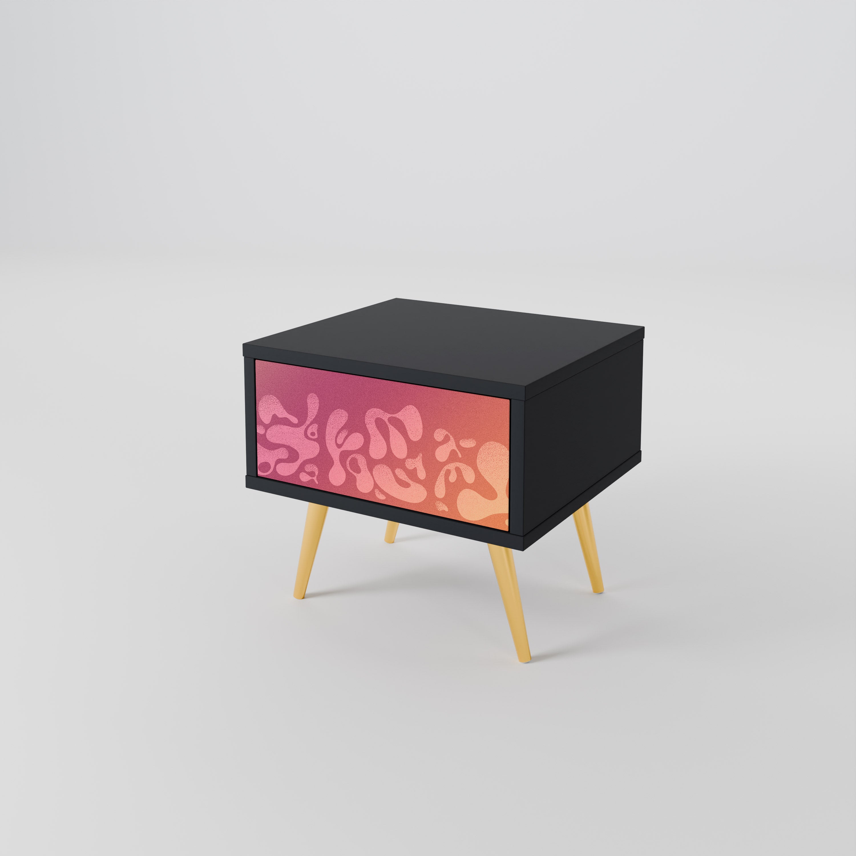 IRREGULAR PINK Nachttisch in schwarzem Finish