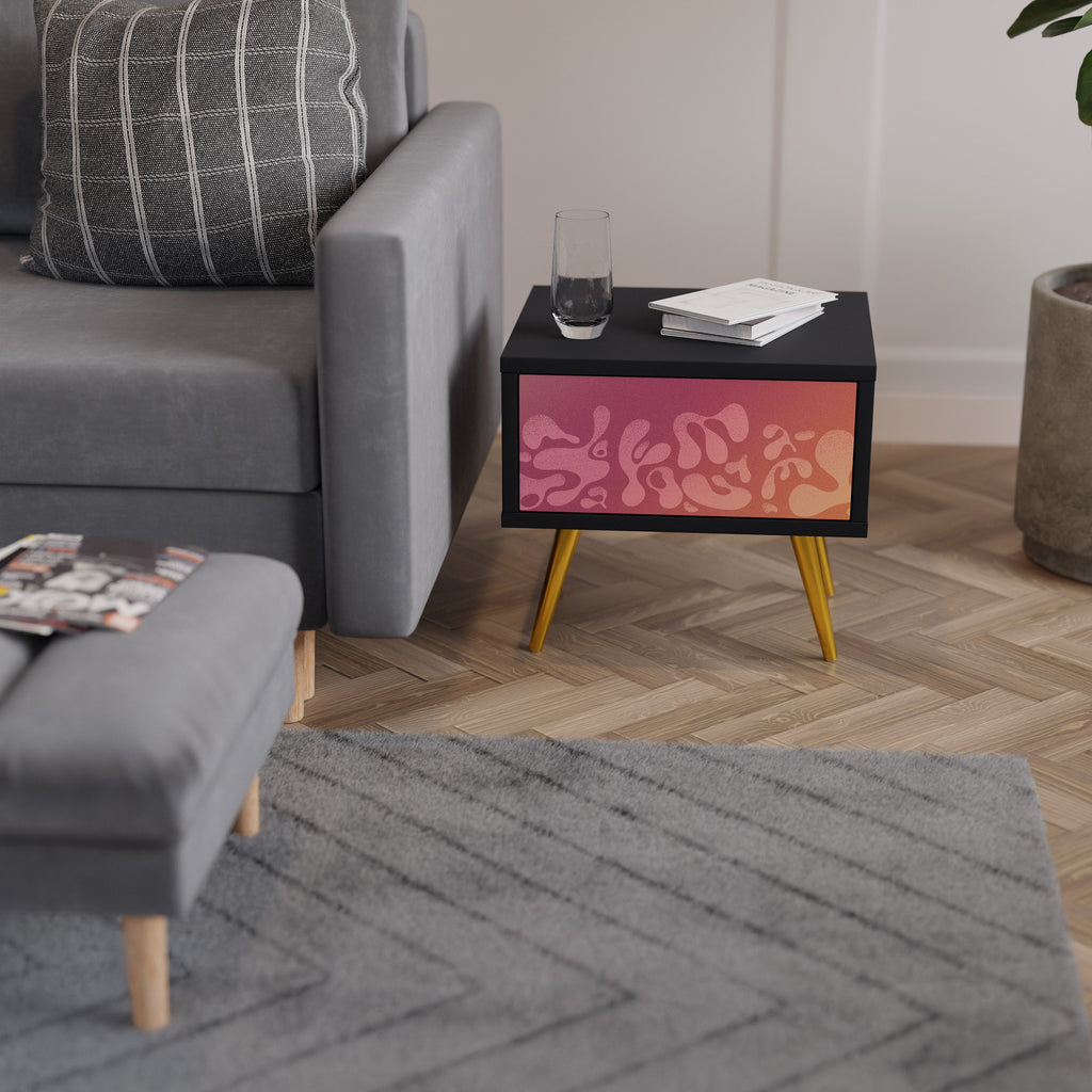 IRREGULAR PINK Nachttisch in schwarzem Finish