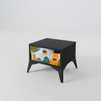 ABSTRACT FACES Nightstand in Black Finish