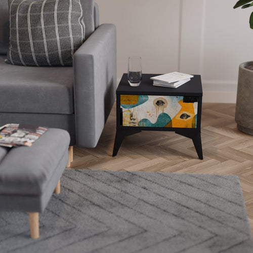 ABSTRACT FACES Nachttisch in Schwarz