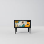 ABSTRACT FACES Nightstand in Black Finish