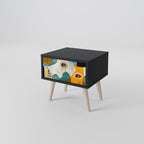 ABSTRACT FACES Nightstand in Black Finish