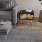 ABSTRACT FACES Nightstand in Black Finish