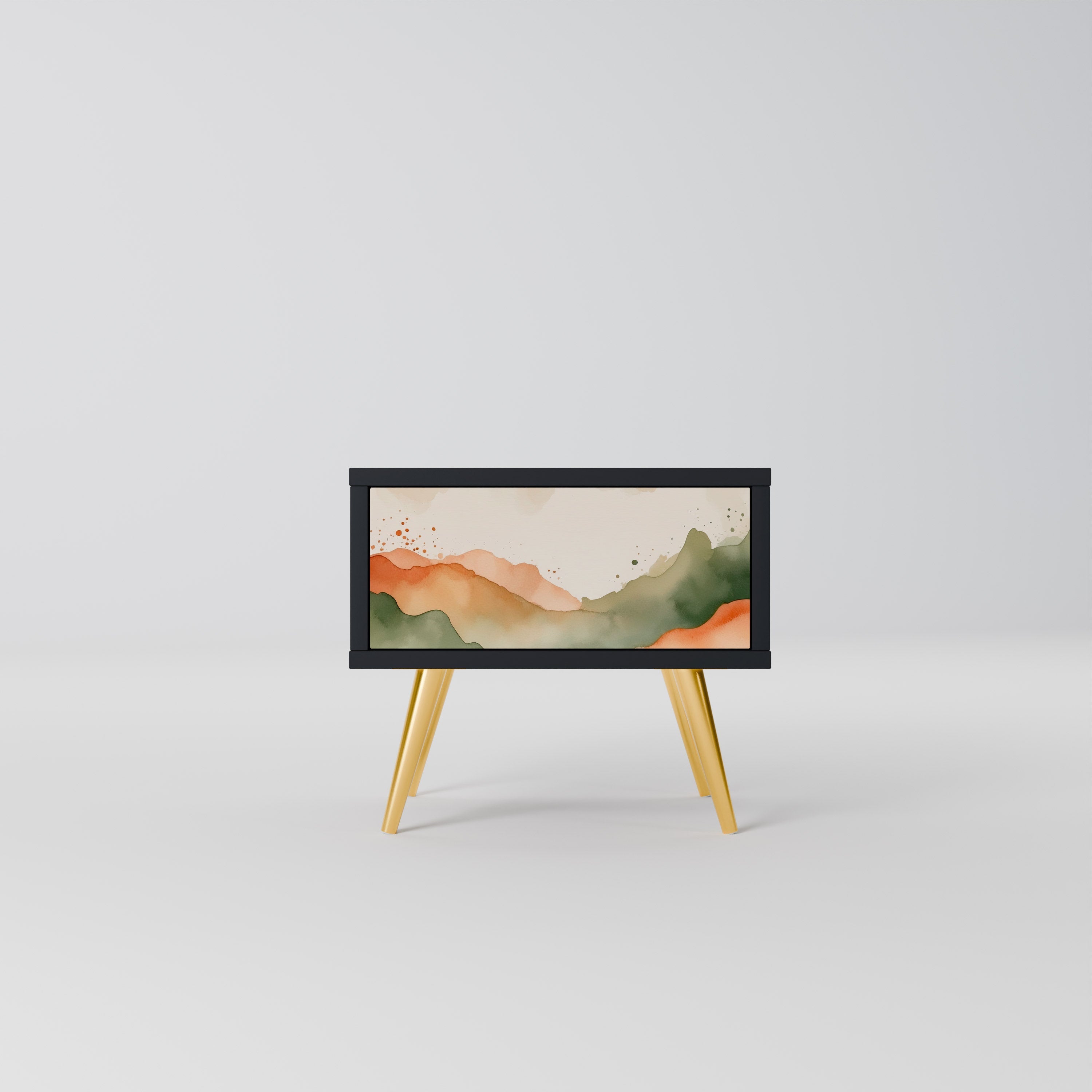 WATERCOLOUR PEAKS Nachttisch in Schwarz