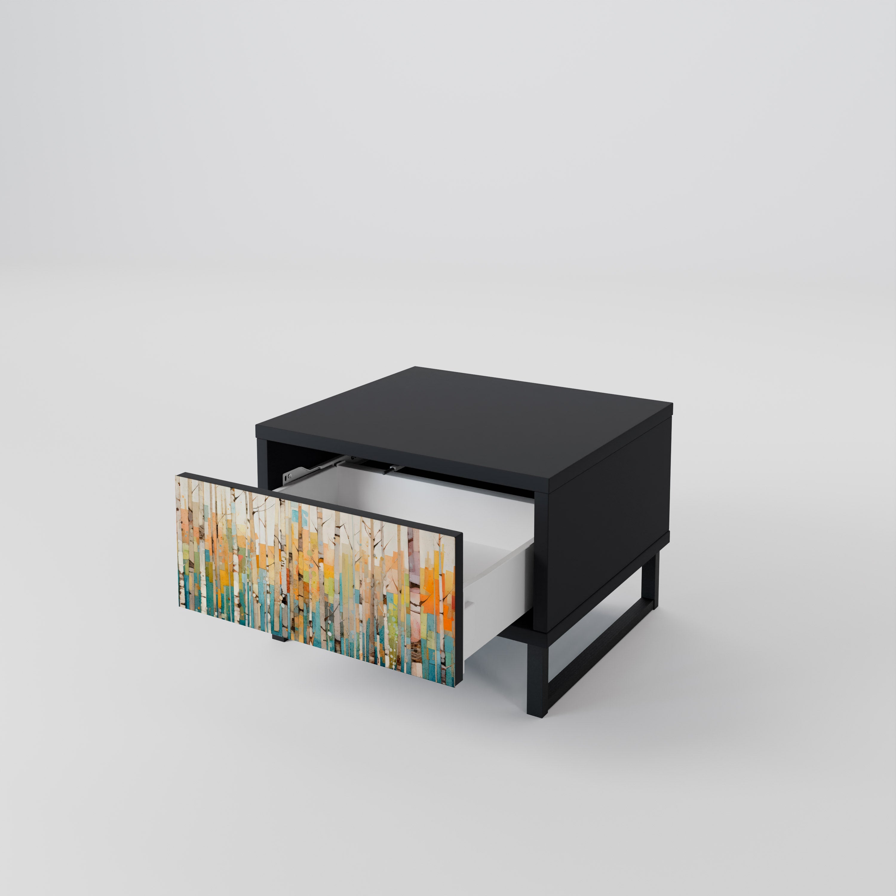 BIRCH KALEIDOSCOPE Nachttisch in schwarzem Finish