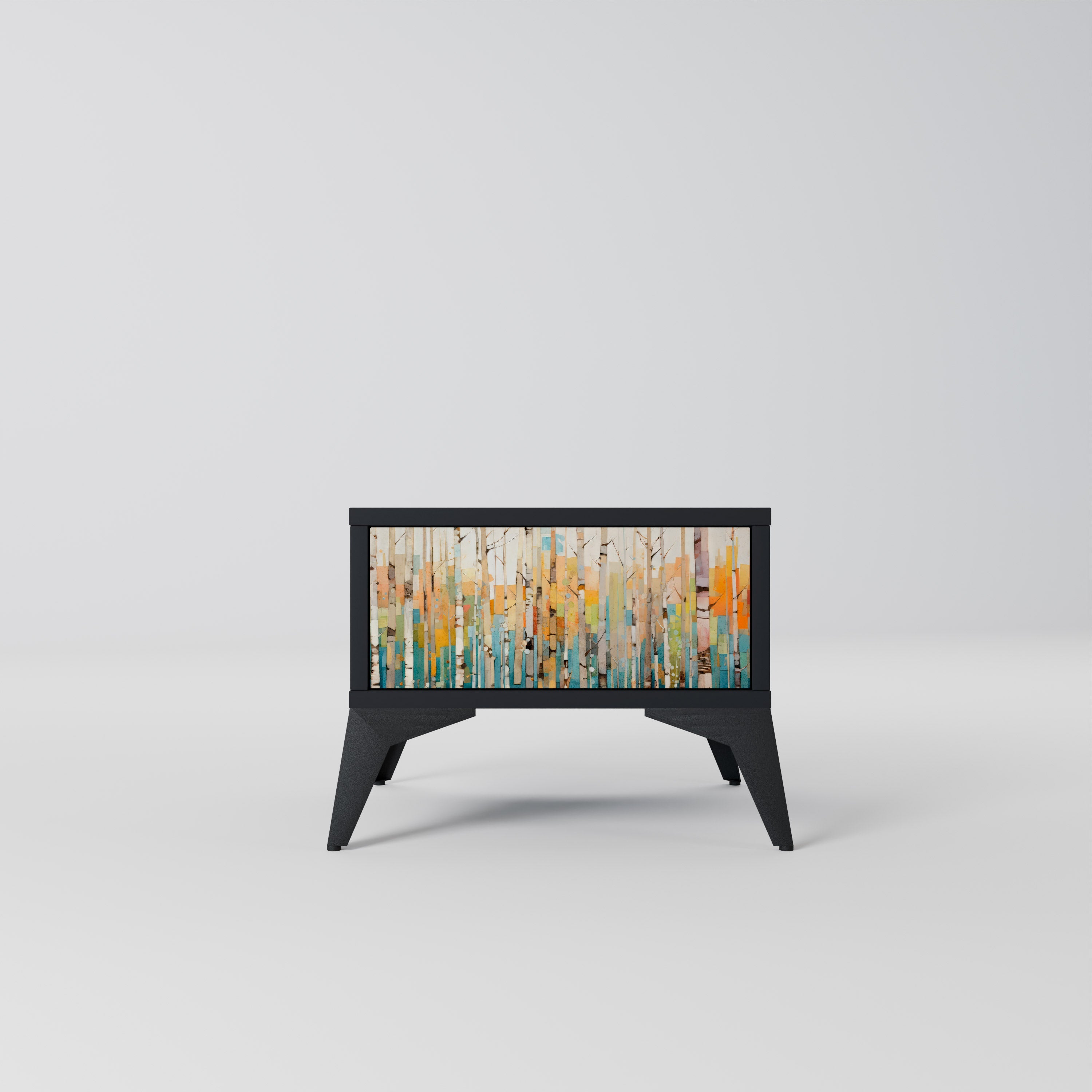 BIRCH KALEIDOSCOPE Nachttisch in schwarzem Finish