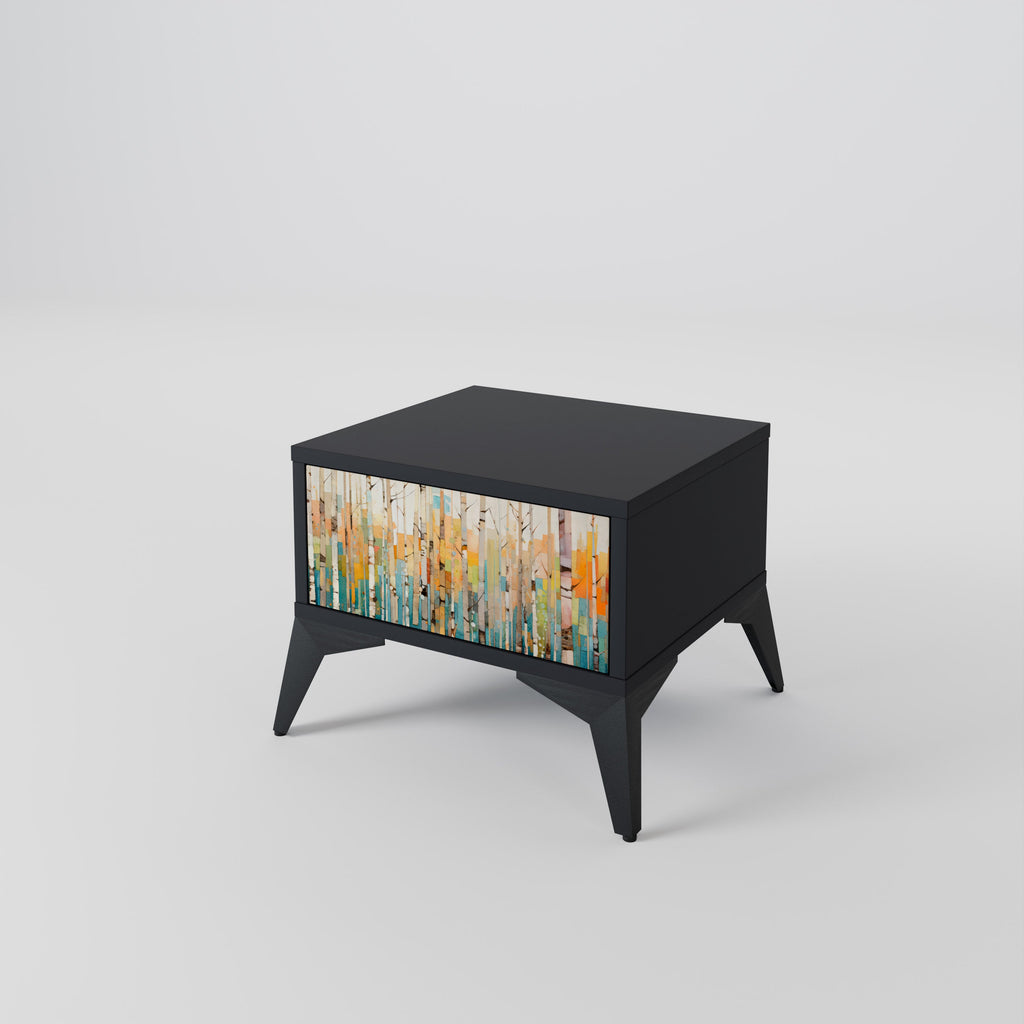 BIRCH KALEIDOSCOPE Nachttisch in schwarzem Finish