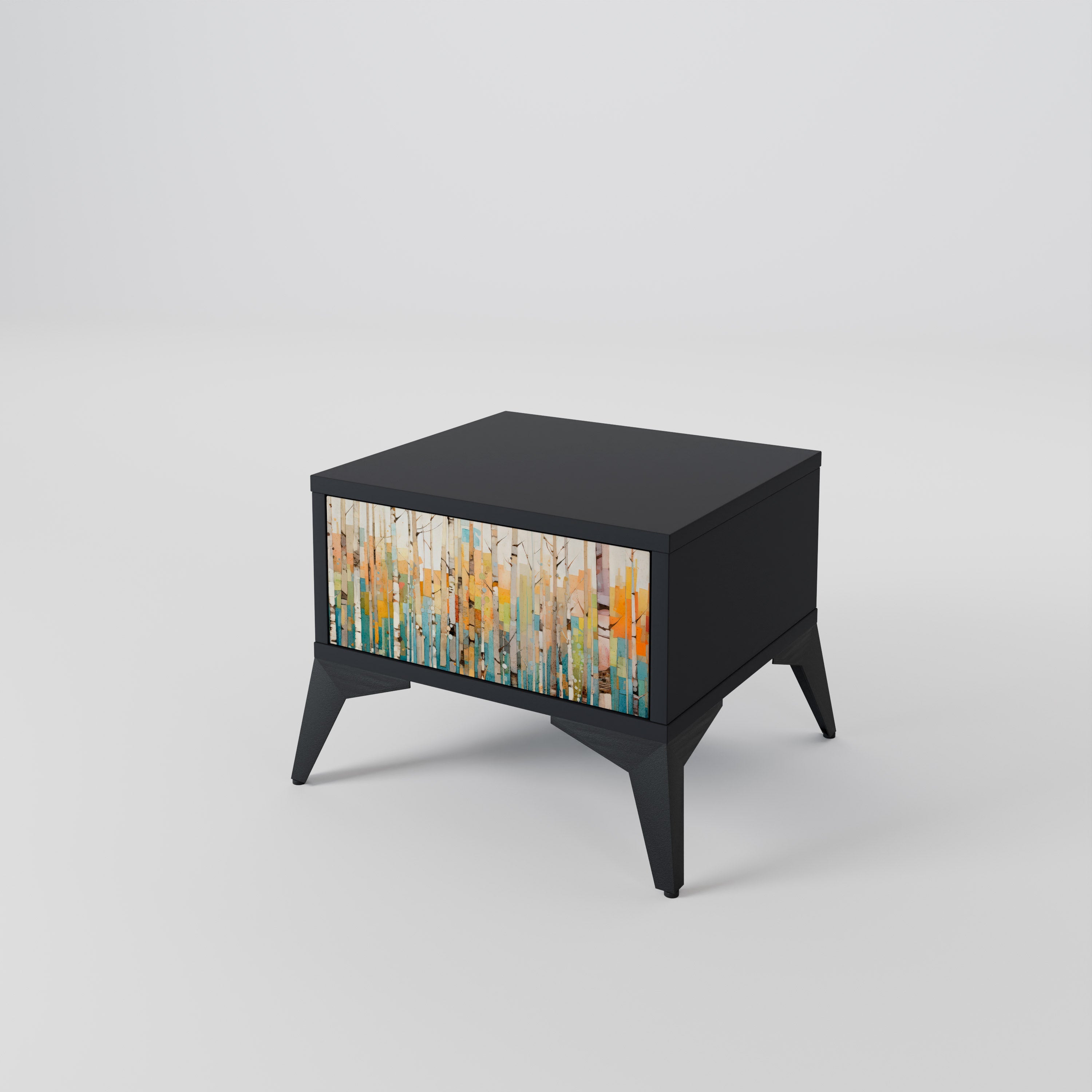 BIRCH KALEIDOSCOPE Nachttisch in schwarzem Finish