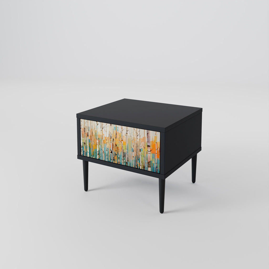 BIRCH KALEIDOSCOPE Nachttisch in schwarzem Finish