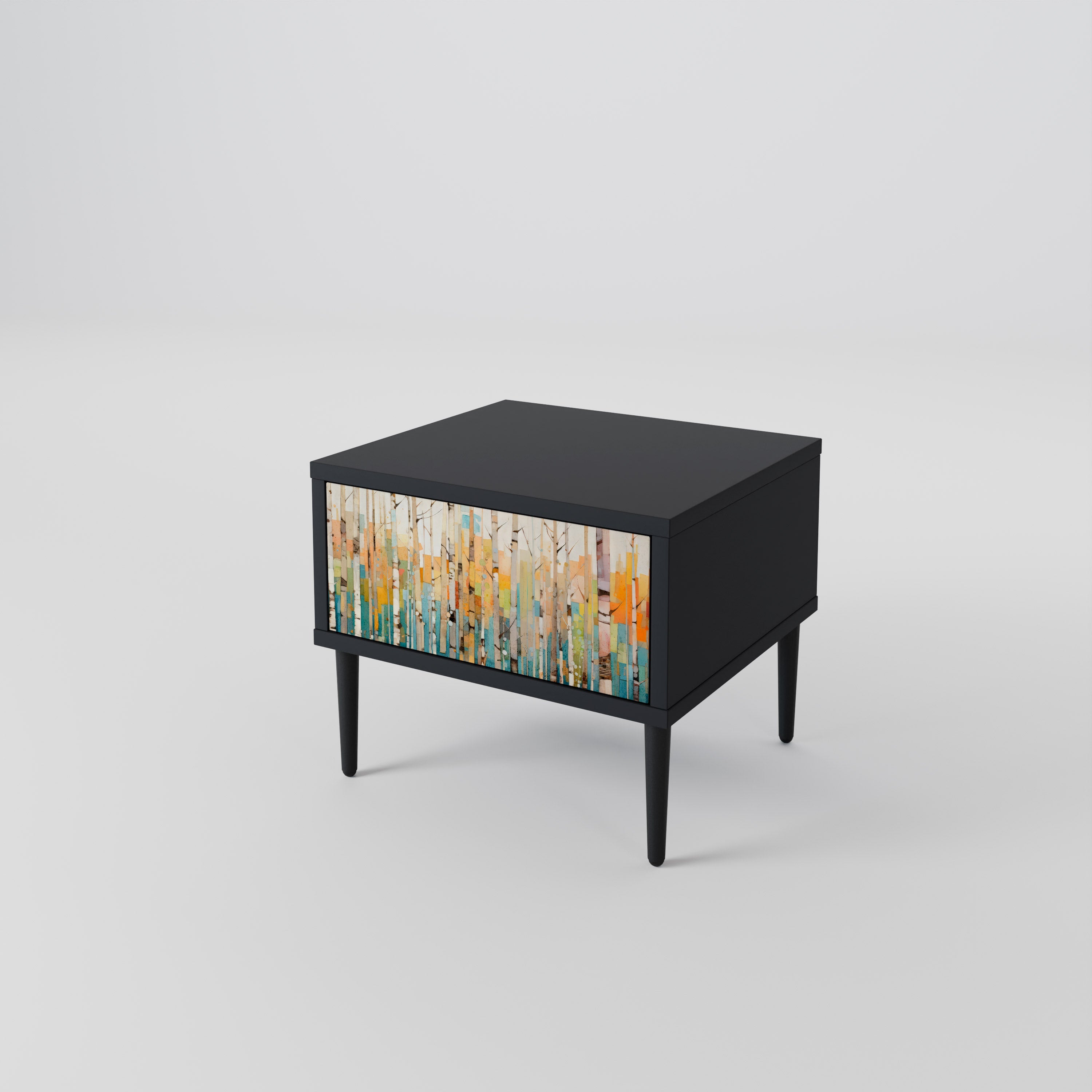 BIRCH KALEIDOSCOPE Nachttisch in schwarzem Finish