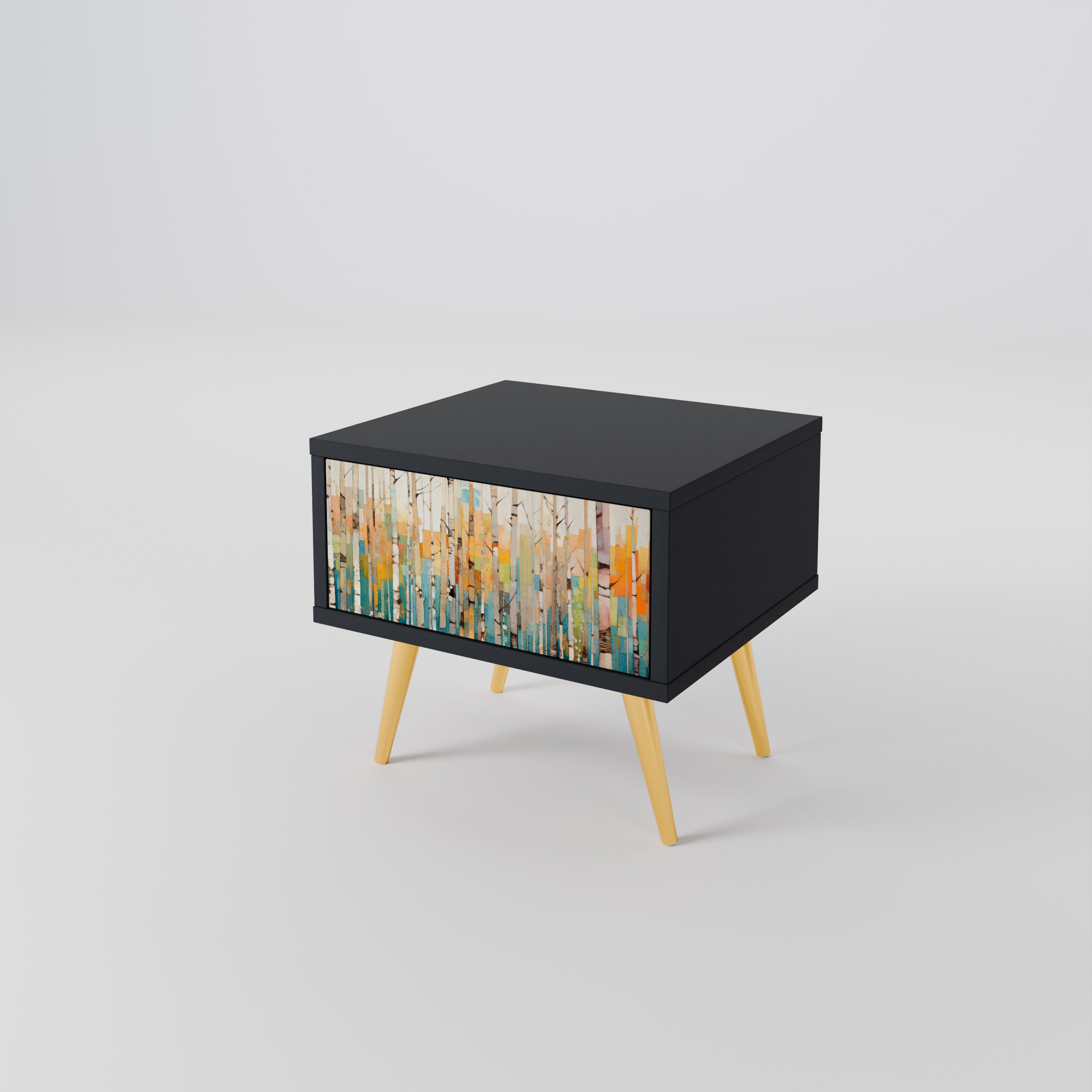 BIRCH KALEIDOSCOPE Nachttisch in schwarzem Finish