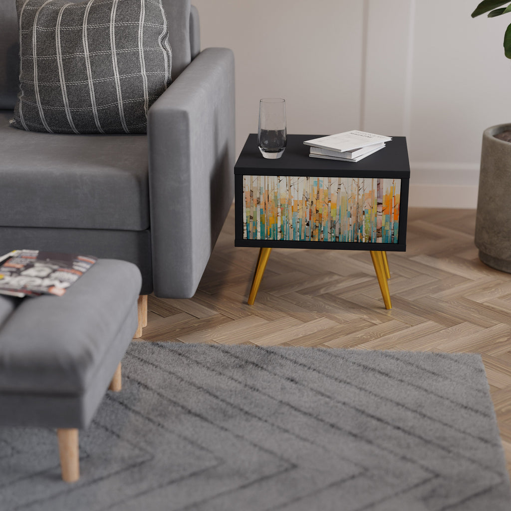 BIRCH KALEIDOSCOPE Nachttisch in schwarzem Finish