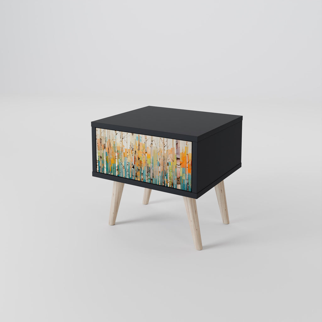 BIRCH KALEIDOSCOPE Nachttisch in schwarzem Finish
