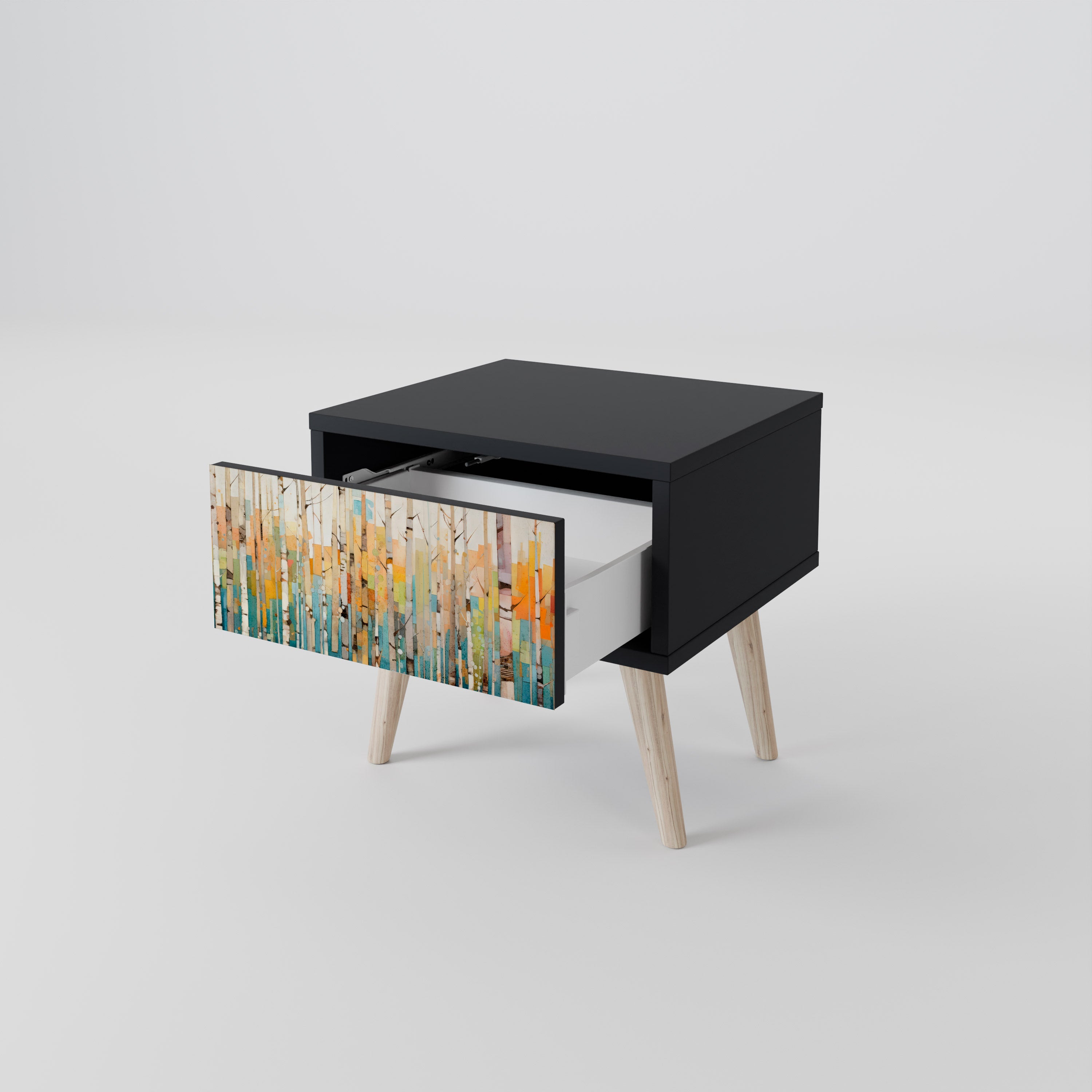 BIRCH KALEIDOSCOPE Nachttisch in schwarzem Finish