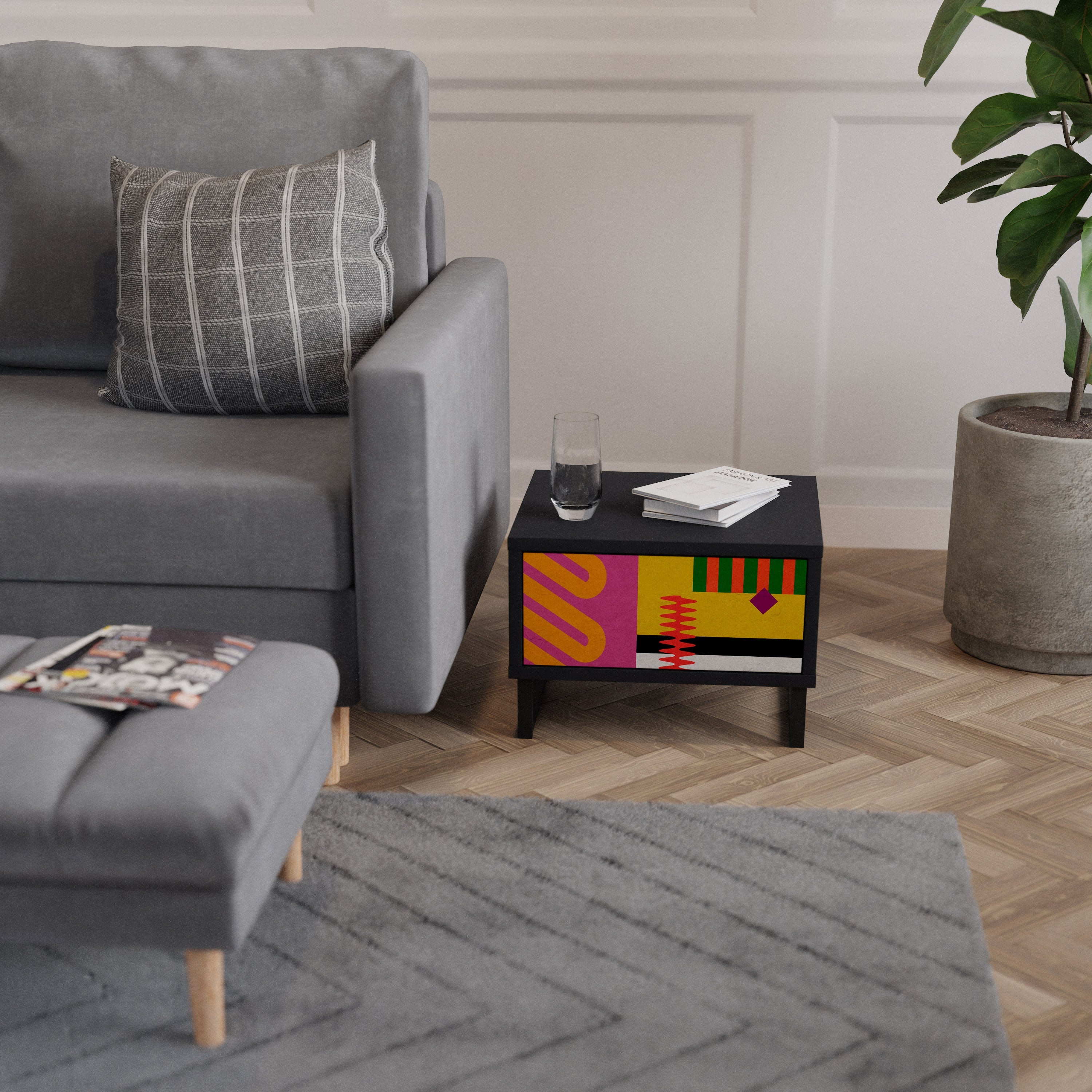 VIVID ART Nachttisch in Schwarz