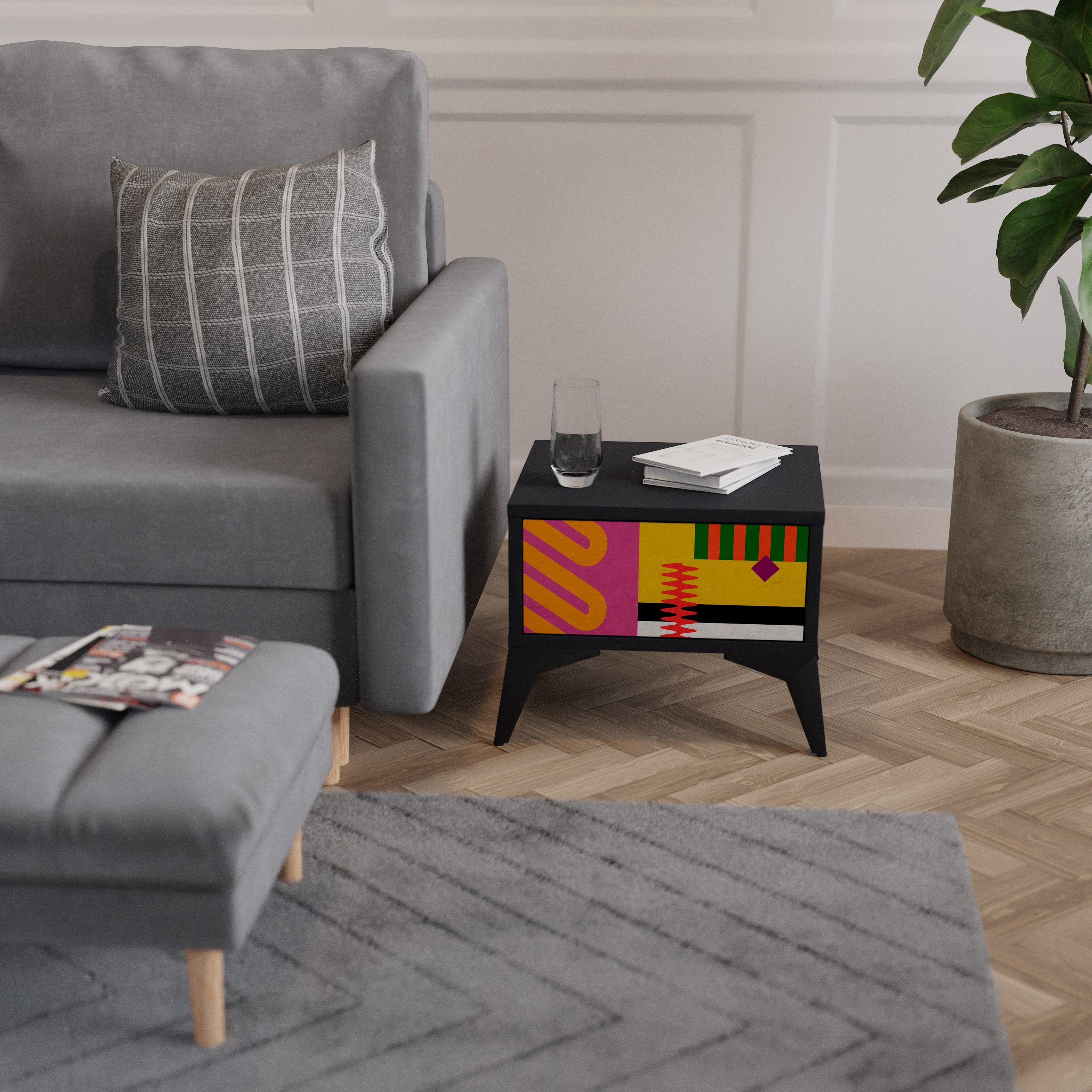 VIVID ART Nachttisch in Schwarz