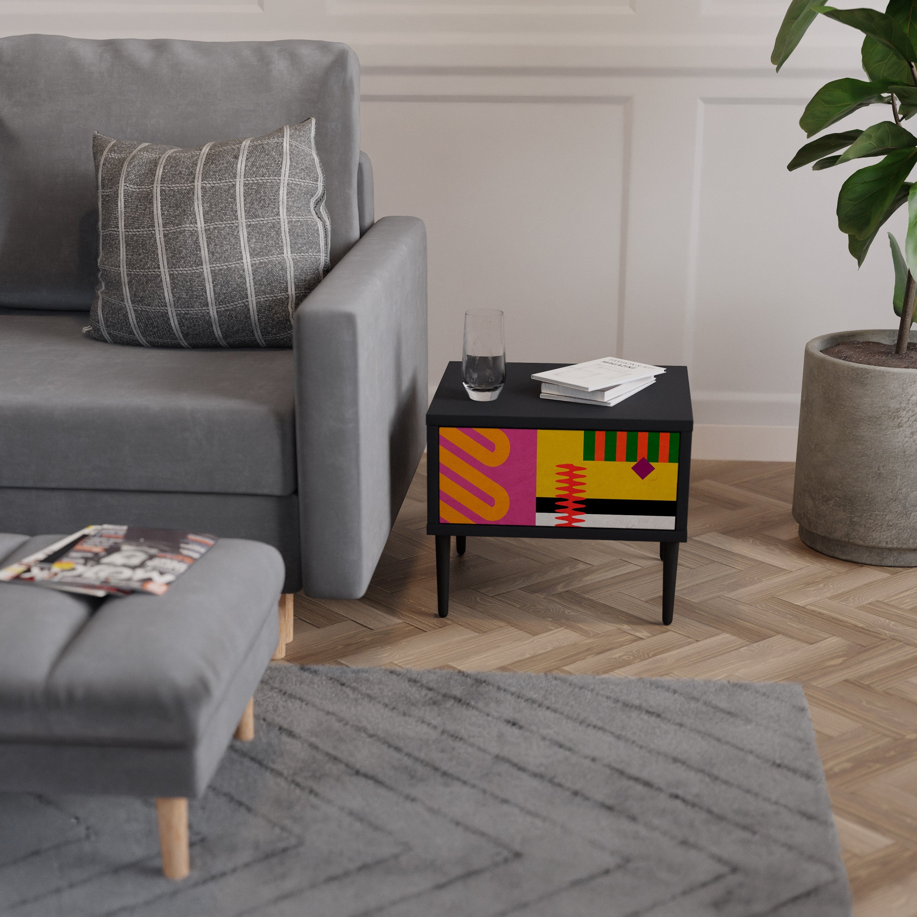 VIVID ART Nachttisch in Schwarz