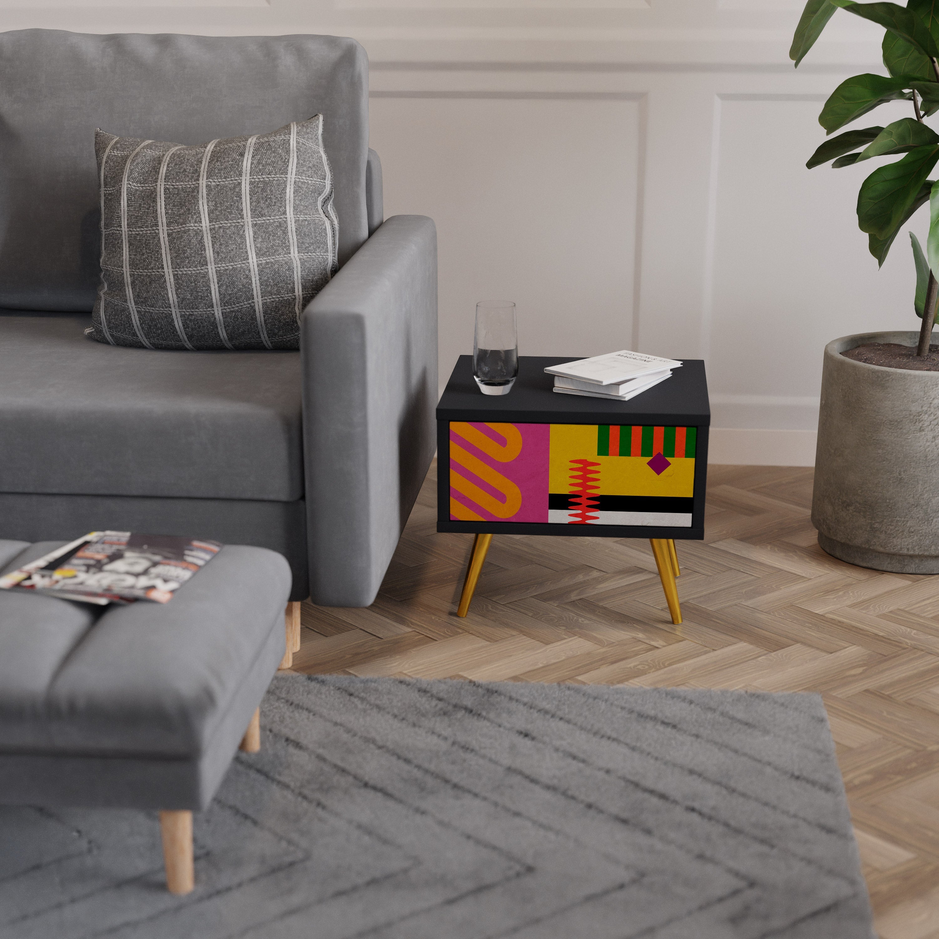 VIVID ART Nachttisch in Schwarz