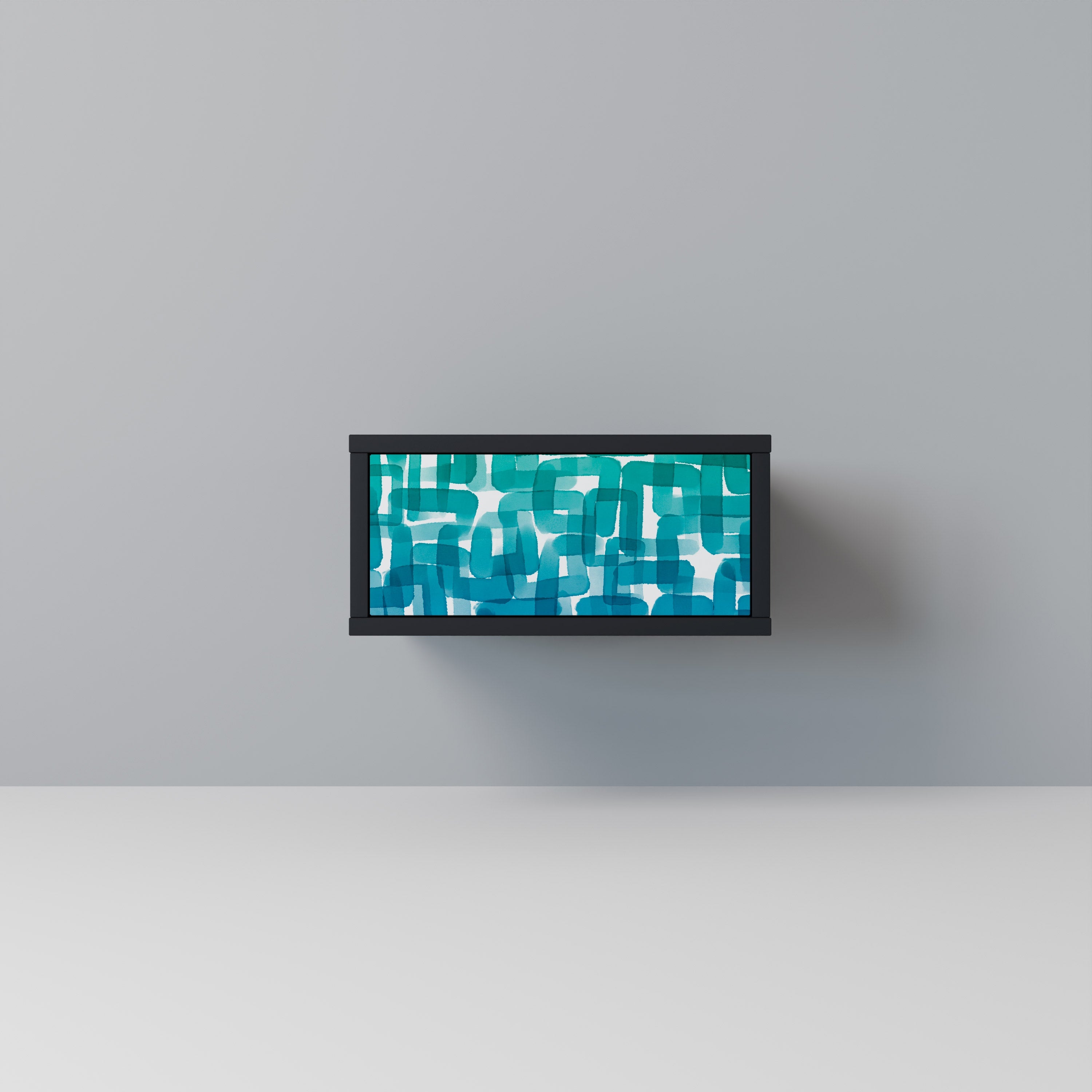 TURQUOISE RECTANGLES Nachttisch in schwarzem Finish