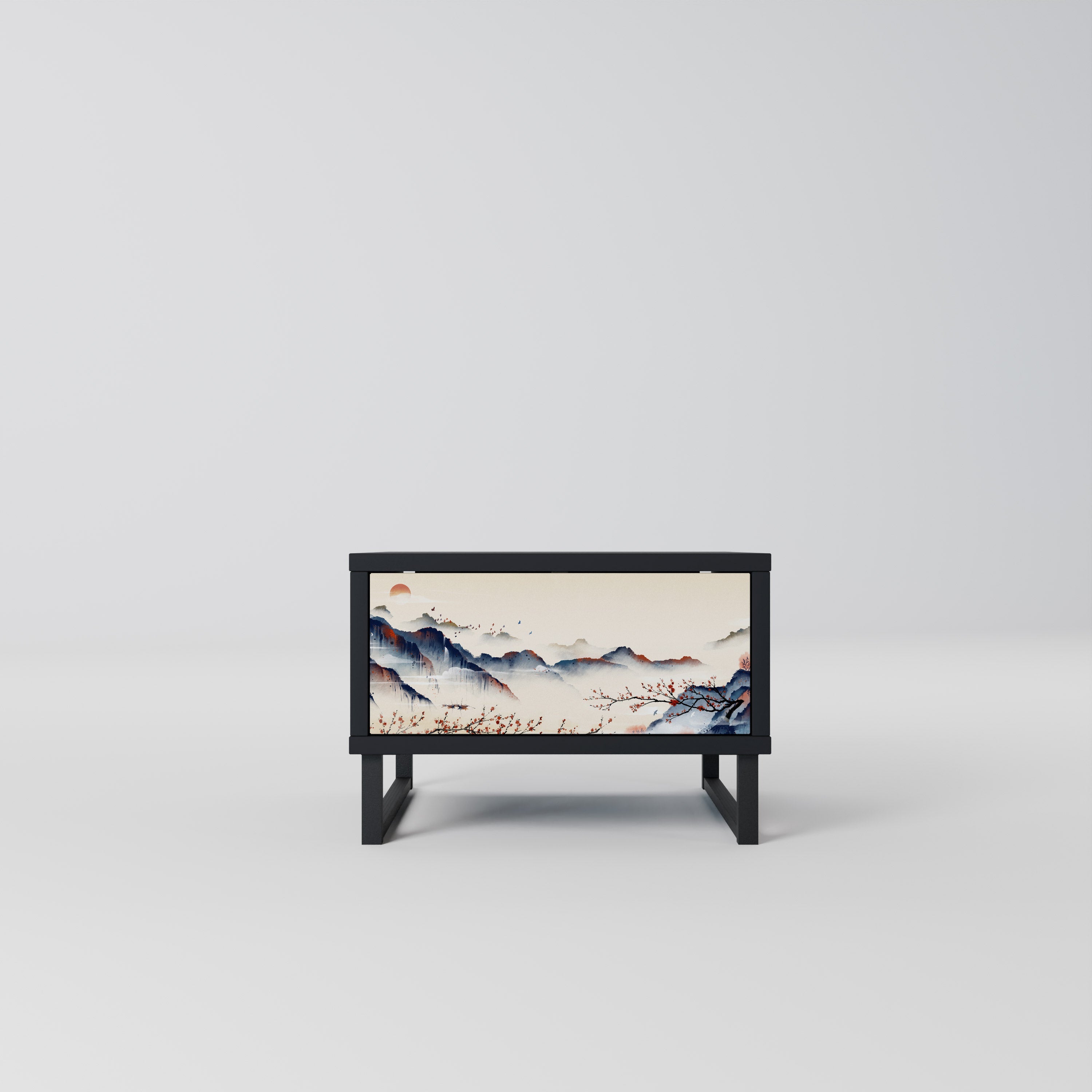 JAPANESE LANDSCAPE Nachttisch in Schwarz